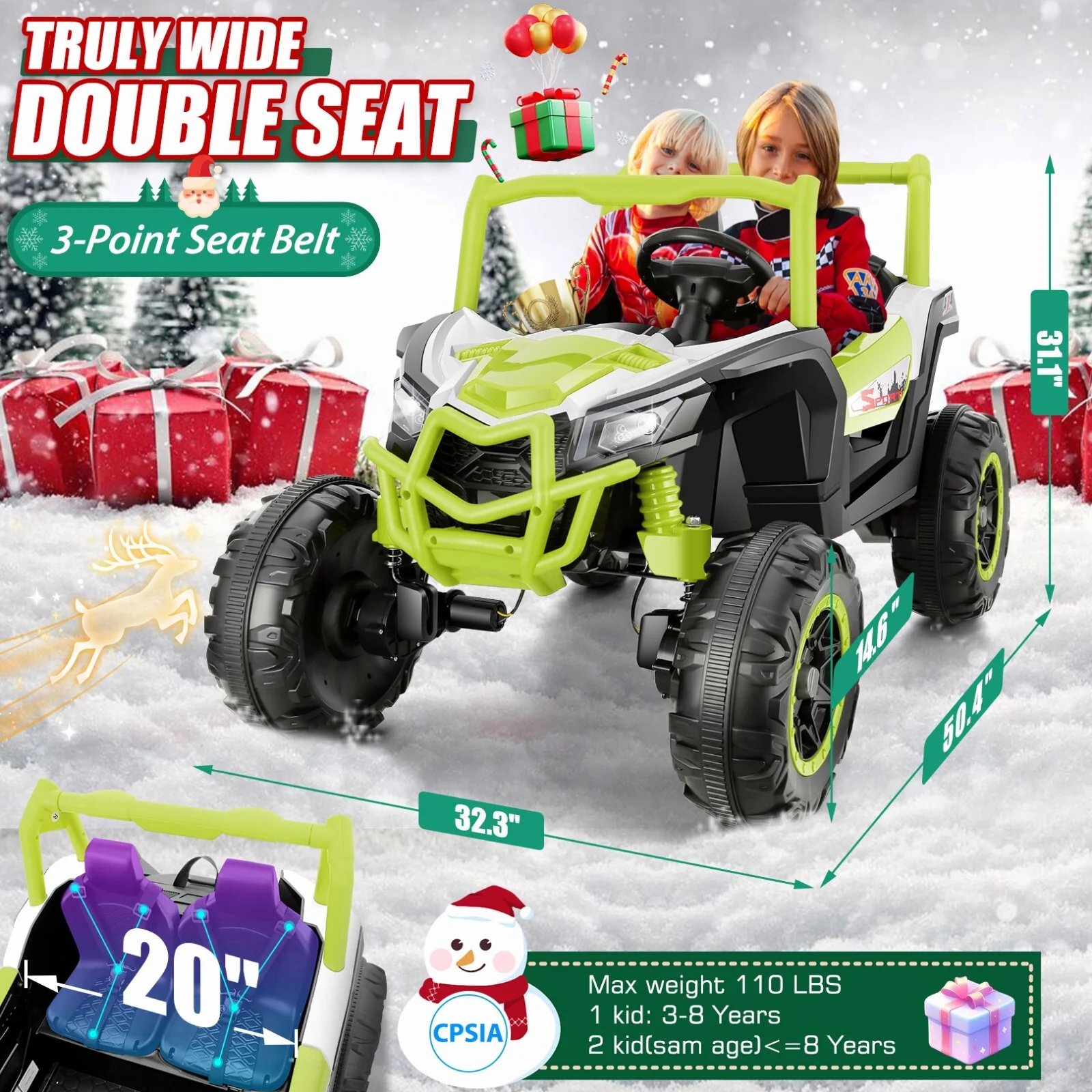 24V Kids Ride-On UTV Truck with Remote Control and Switchable 2WD/4WD Drive - Image 11