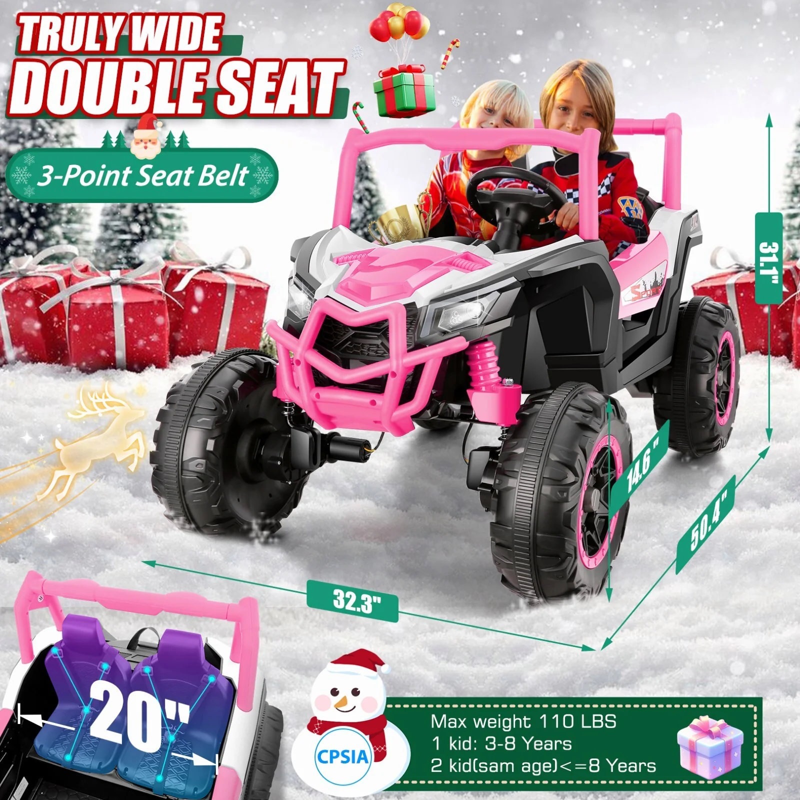 24V Kids Ride-On UTV Truck with Remote Control and Switchable 2WD/4WD Drive - Image 16