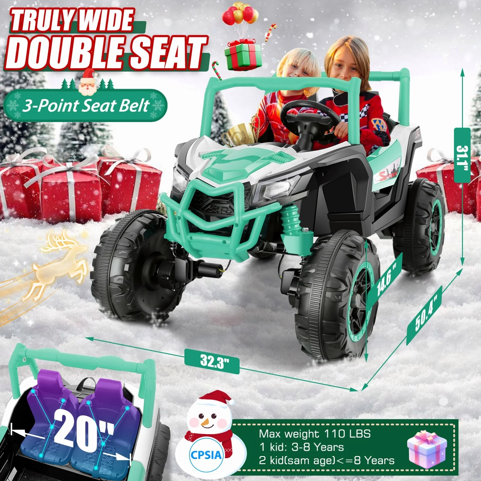 24V Kids Ride-On UTV Truck with Remote Control and Switchable 2WD/4WD Drive - Image 25