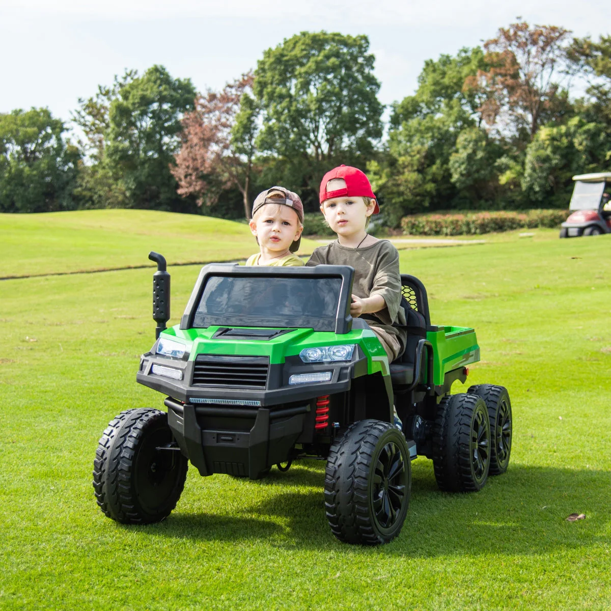 24V 6 Wheeler Magic Cars Tractor Trailer 2 Seater Ride-on with Dump Cart and Parental Remote - Image 6