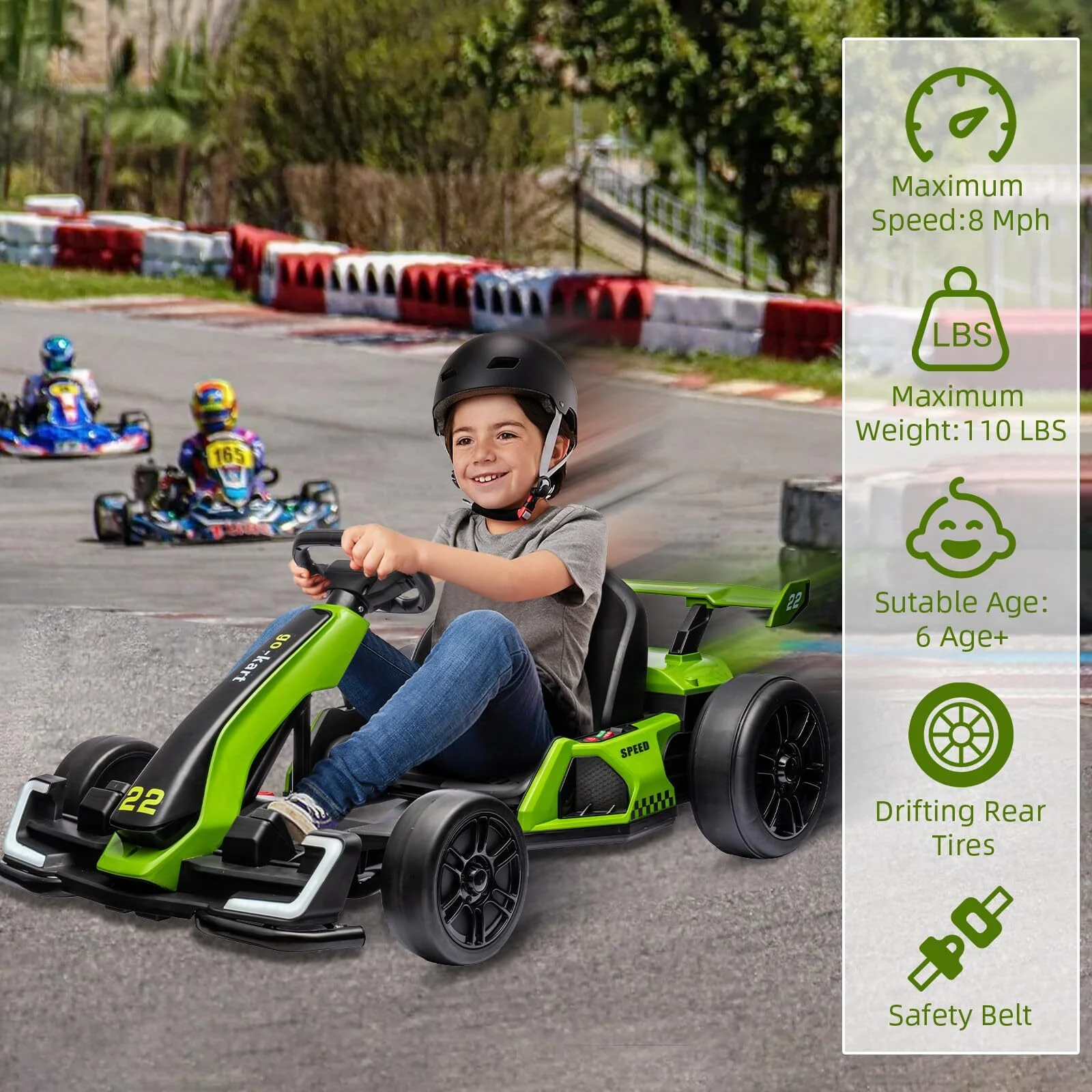 24V Electric Go-Kart for Kids with 300W Motor, 7.5 MPH Speed, Drift and Sport Modes - Image 7