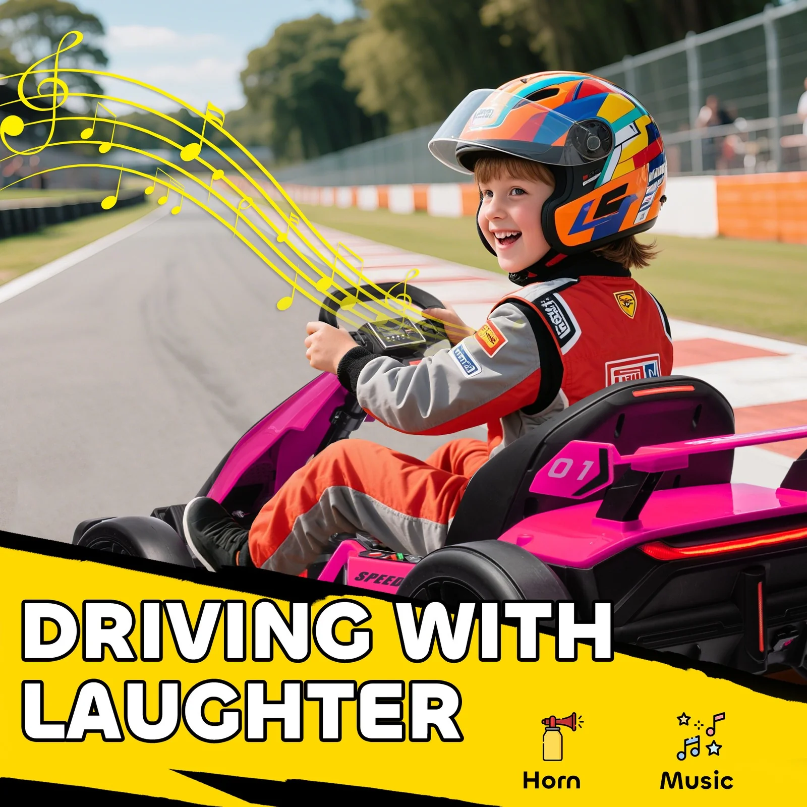 24V Electric Go-Kart with Adjustable Seat and 7.5 MPH Speed, Slow Start, Pink - Image 10