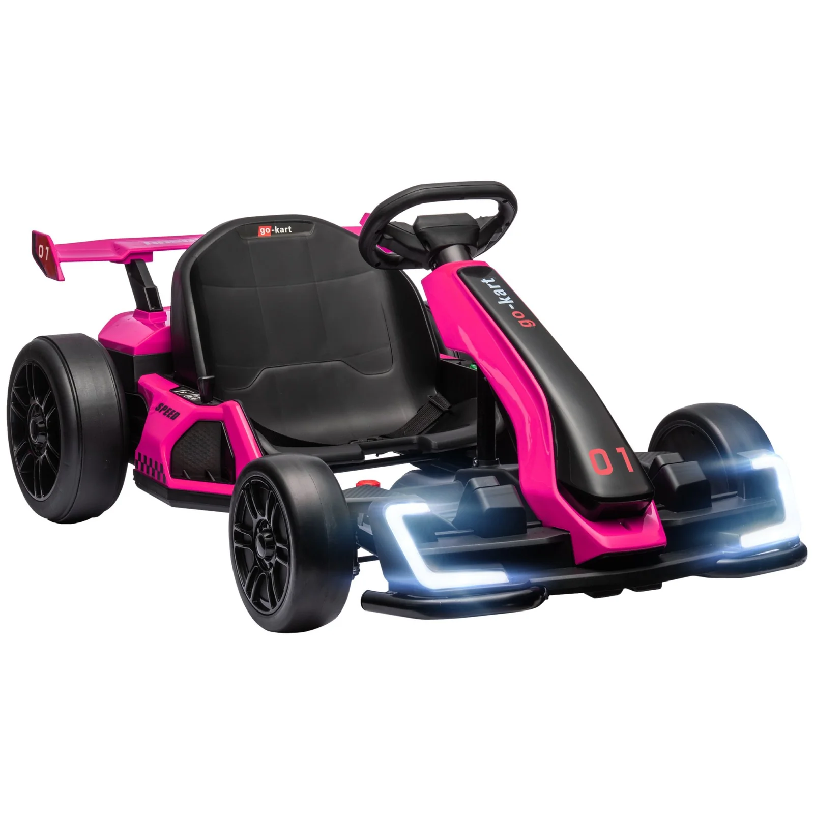 24V Electric Go-Kart with Adjustable Seat and 7.5 MPH Speed, Slow Start, Pink - Image 3