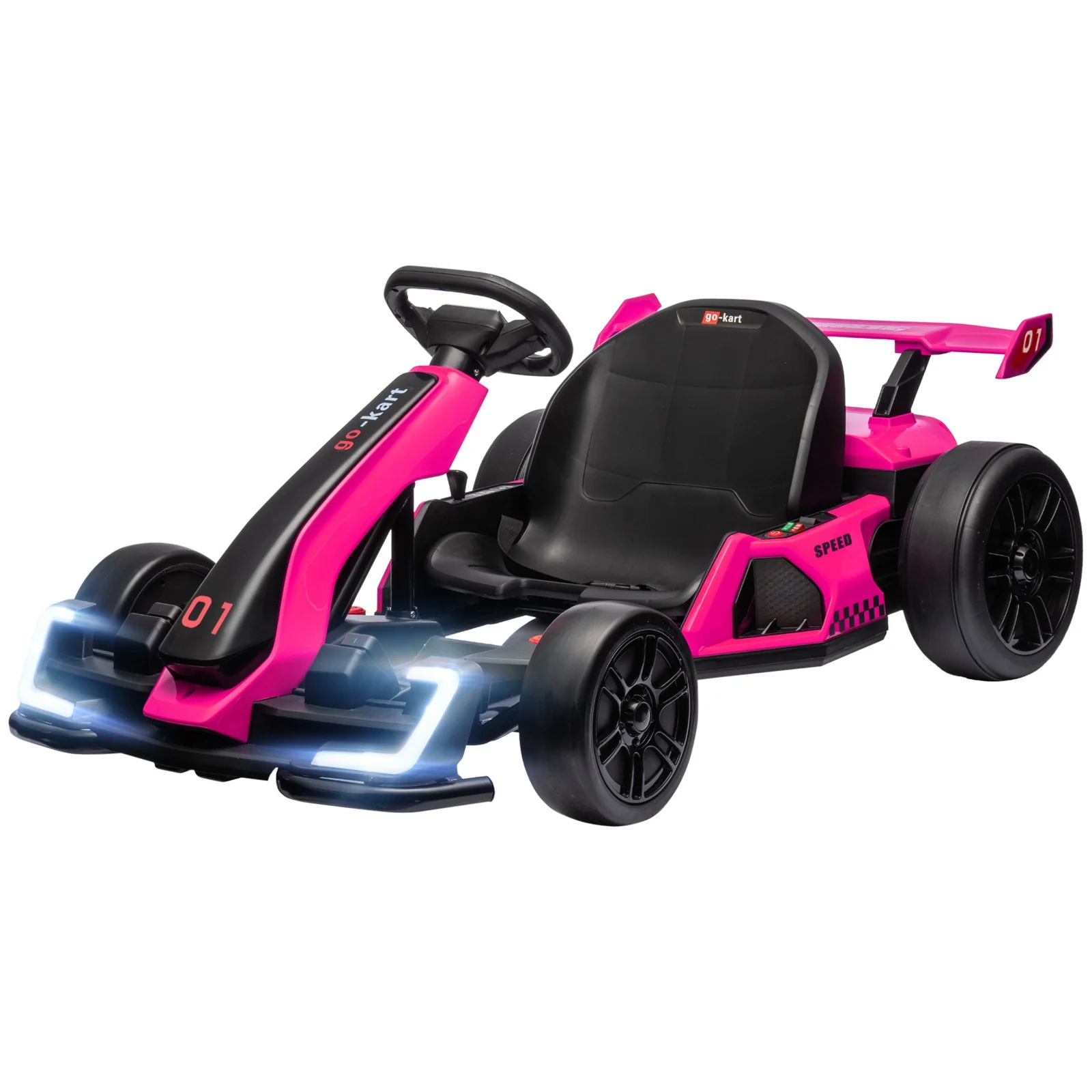 24V Electric Go-Kart with Adjustable Seat and 7.5 MPH Speed, Slow Start, Pink - Image 4
