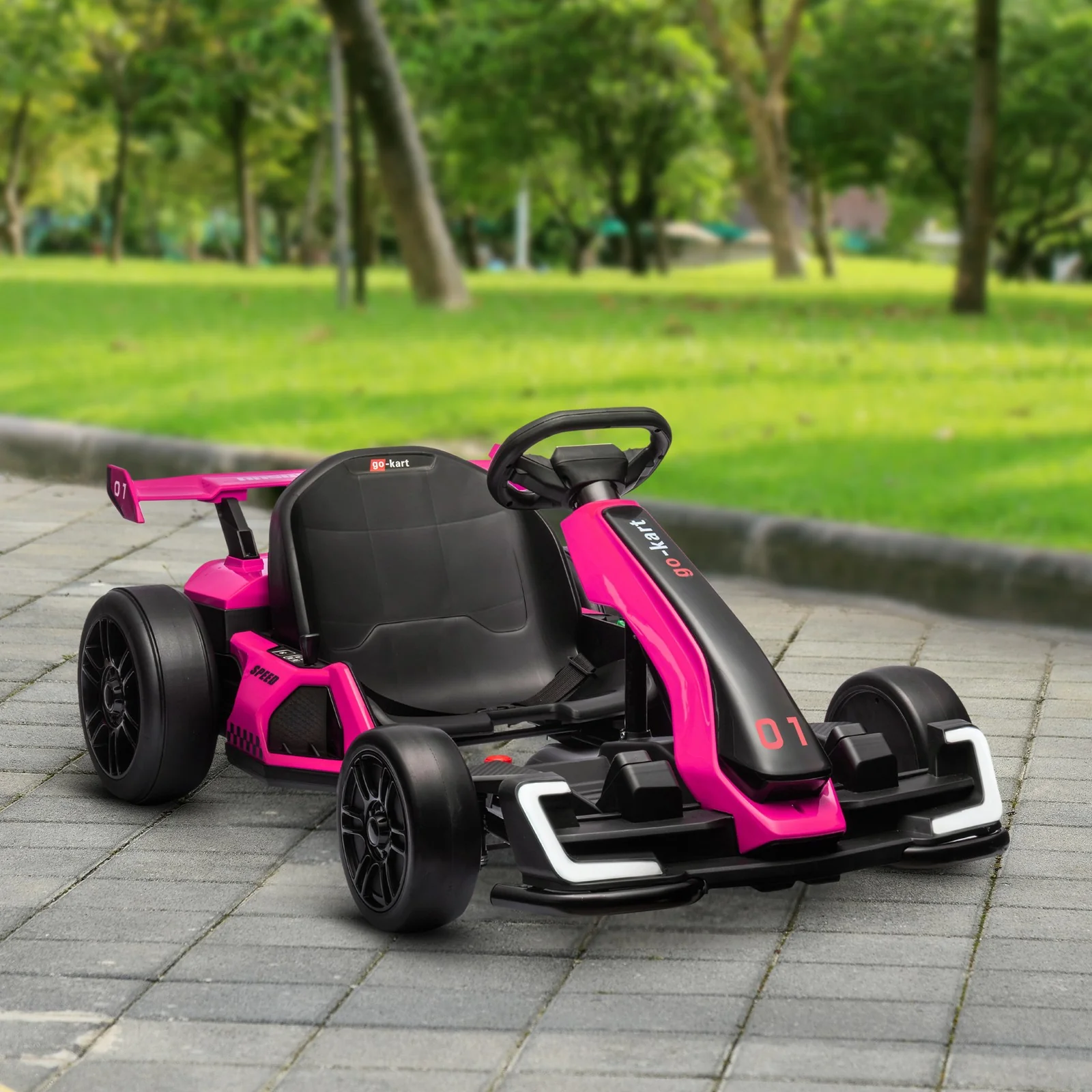 24V Electric Go-Kart with Adjustable Seat and 7.5 MPH Speed, Slow Start, Pink - Image 9