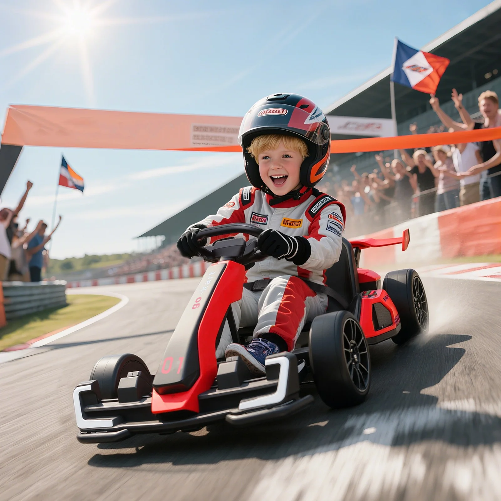 24V Electric Go-Kart with Adjustable Seat and 7.5 MPH Speed, Red, Slow Start - Image 12