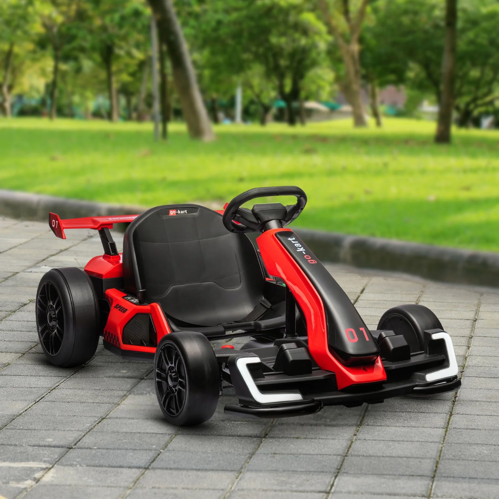 24V Electric Go-Kart with Adjustable Seat and Slow Start, 7.5 MPH, Red - Image 9