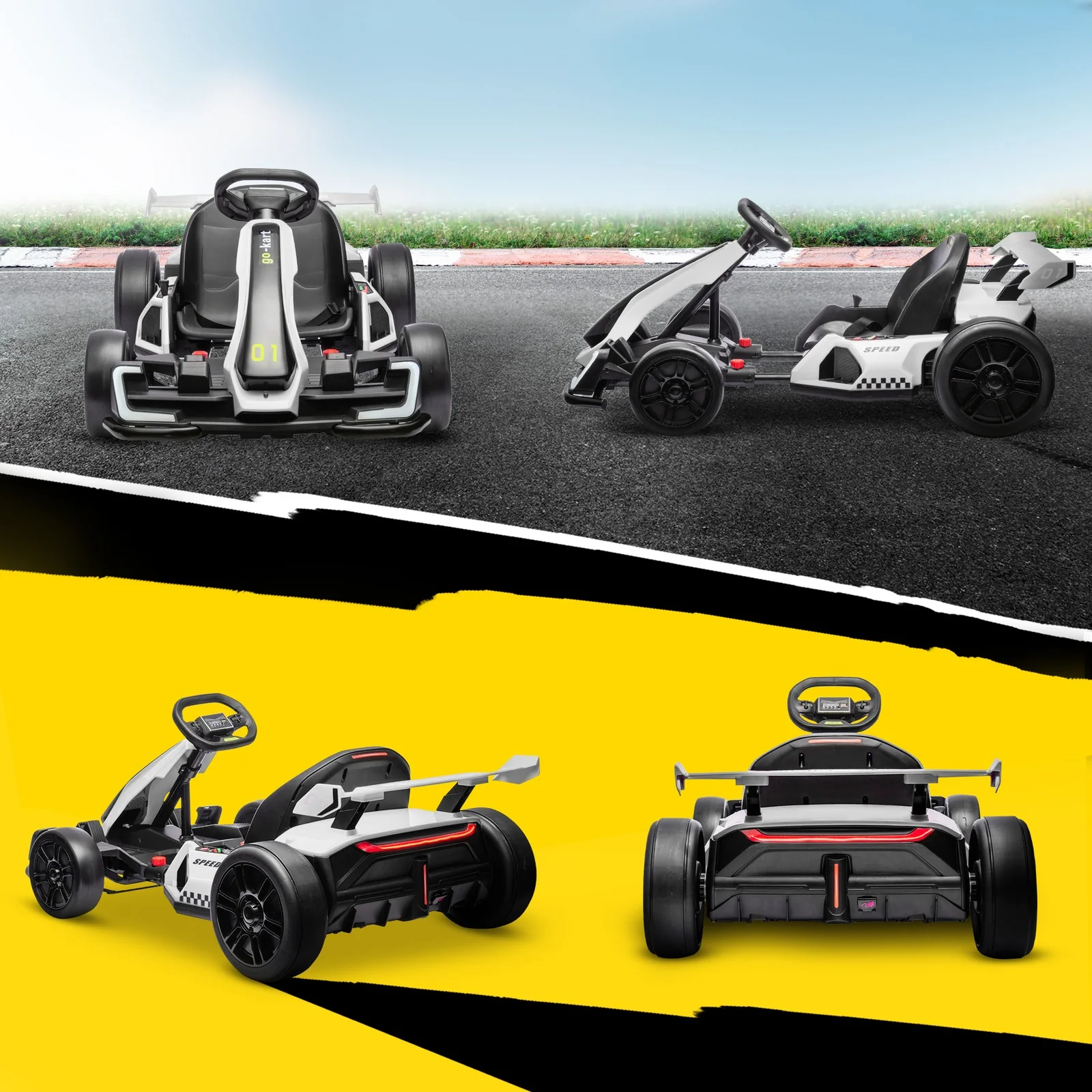 24V Electric Go-Kart with Adjustable Seat, Slow Start, and Music, 7.5 MPH - Image 11