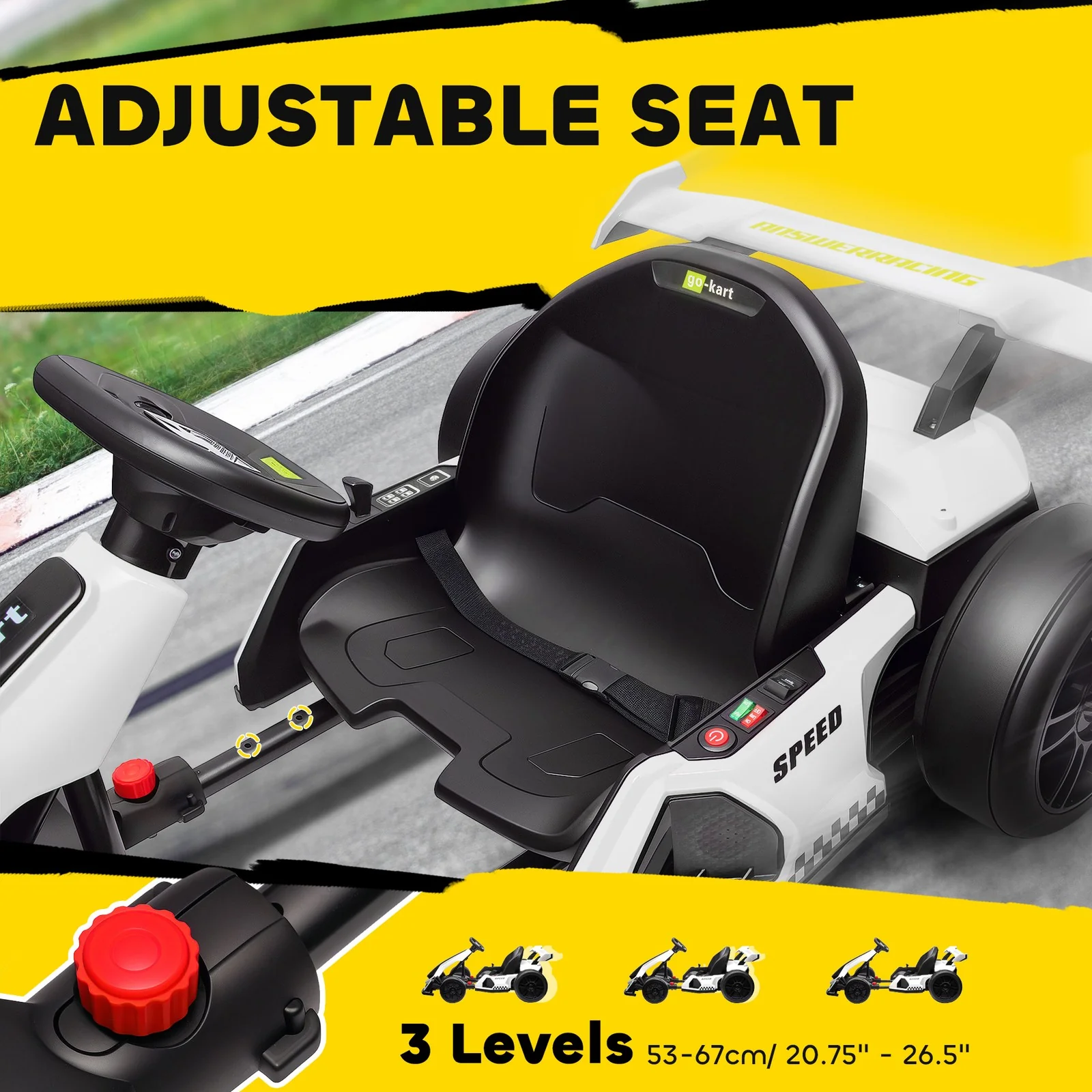 24V Electric Go-Kart with Adjustable Seat, Slow Start, and Music, 7.5 MPH - Image 7
