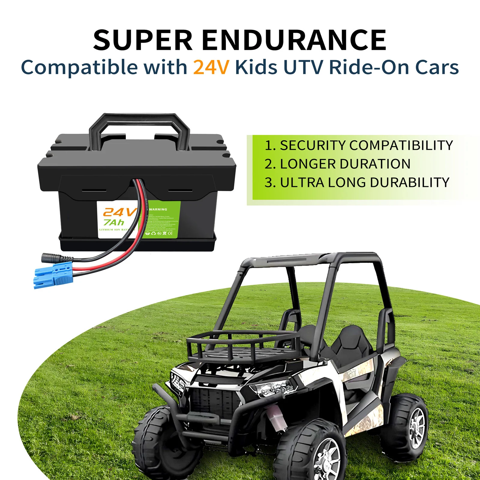 24V 7Ah Rechargeable Battery for 24V UTV Ride-On Cars Compatible with Disney Princess and Realtree Models - Image 4