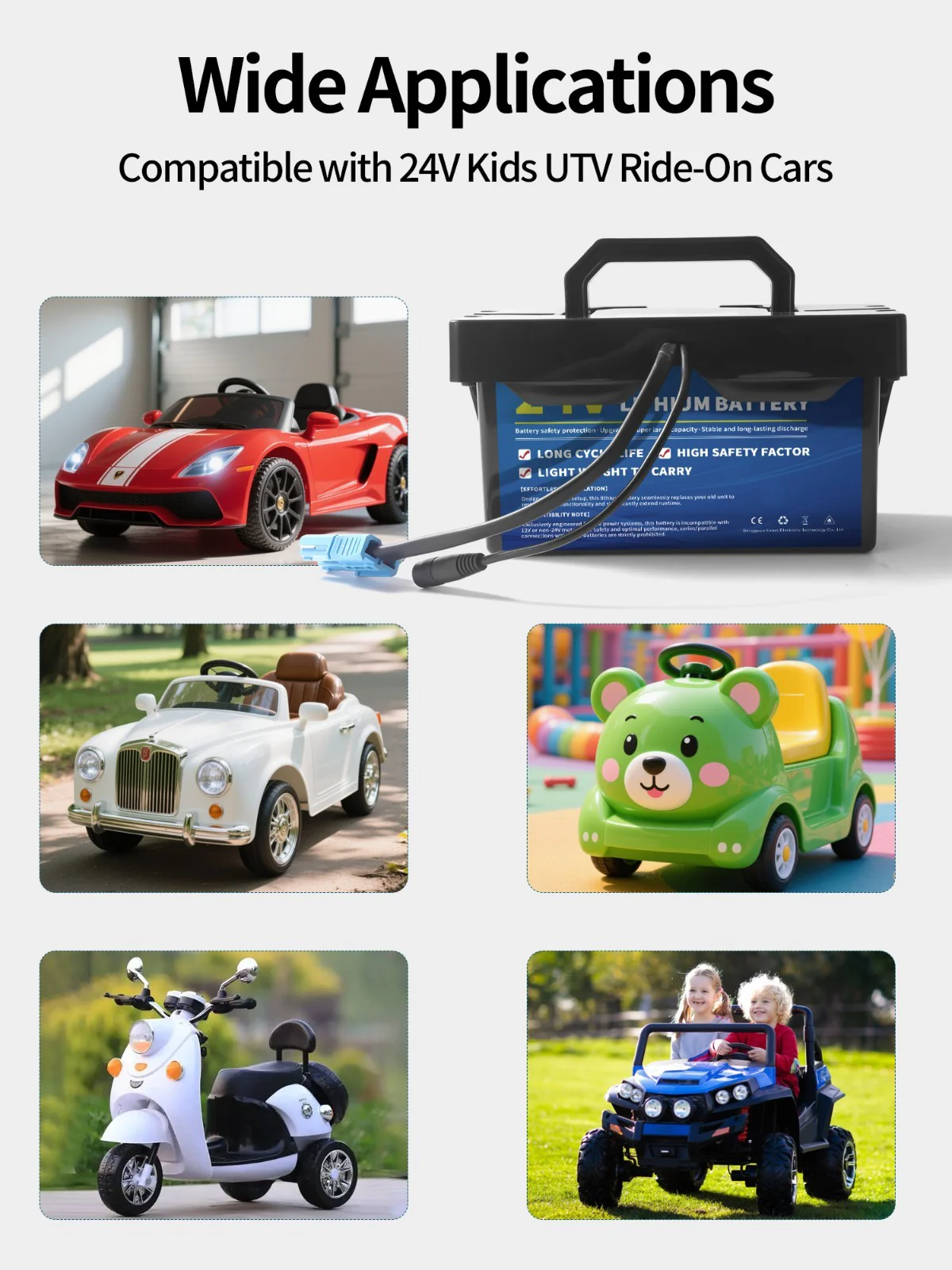 24V 7Ah Rechargeable Battery for Kids UTV Ride-On Toys - Image 5