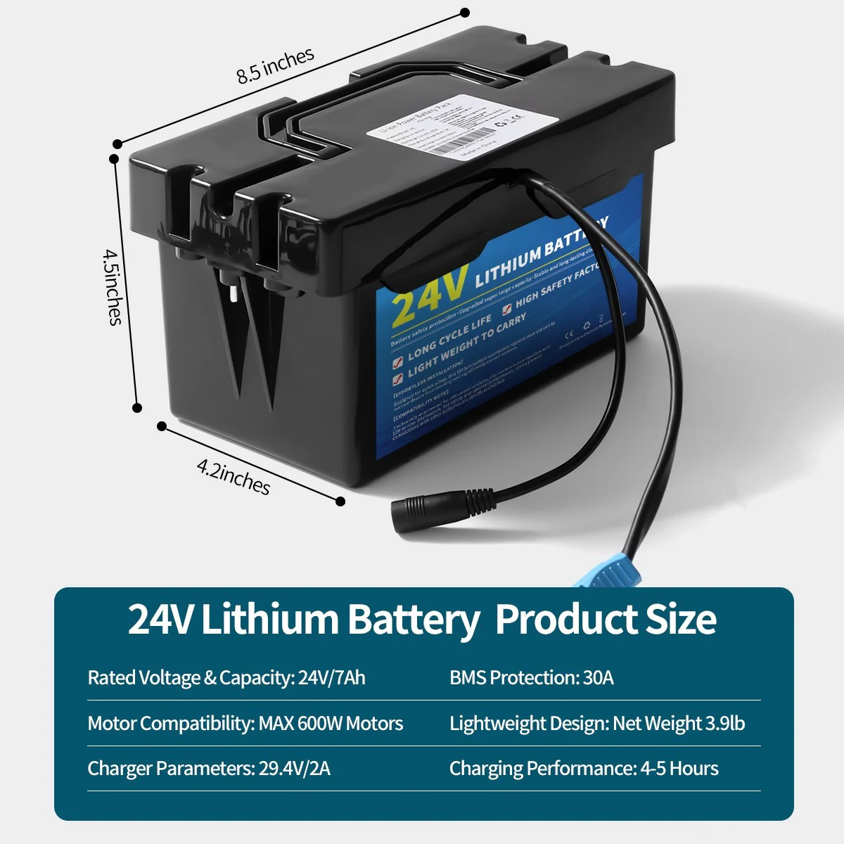 24V 7Ah Rechargeable Battery for Kids UTV Ride-On Toys Compatible with Dynacraft Realtree - Image 4
