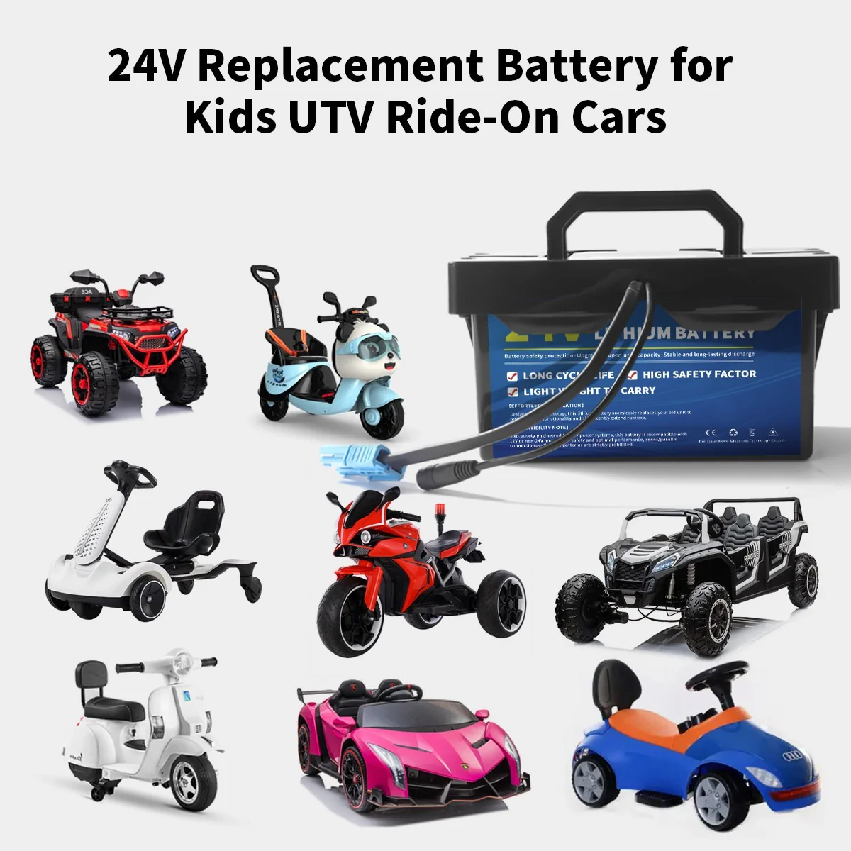 24V 7Ah Rechargeable Battery for Kids UTV Ride-On Toys Compatible with Dynacraft Realtree - Image 7