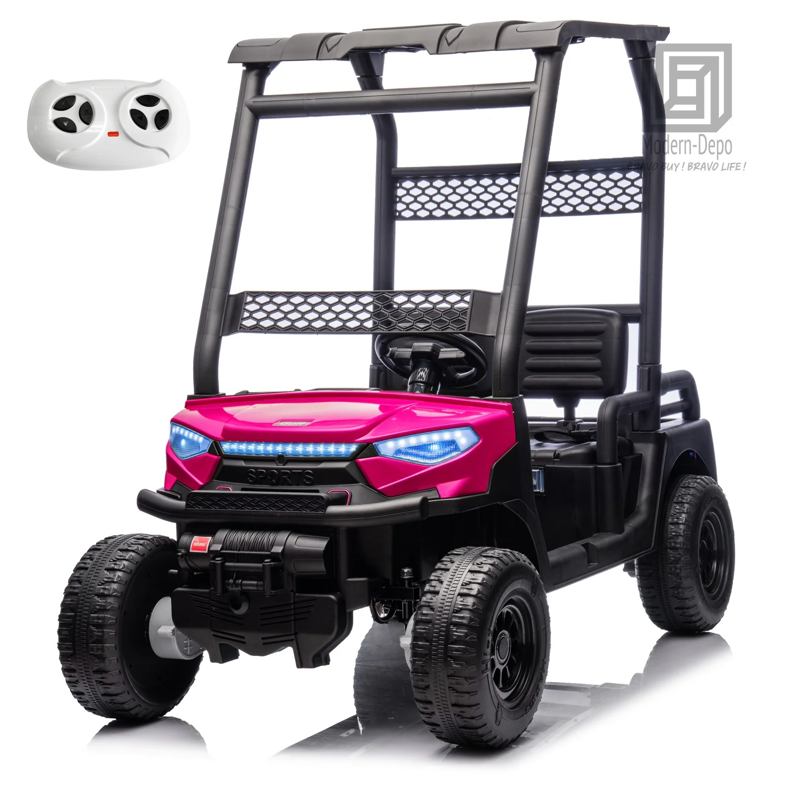 24V 7AH Kids Electric Ride-On Golf Cart Truck 2-Seater UTV with Remote Control - Image 10
