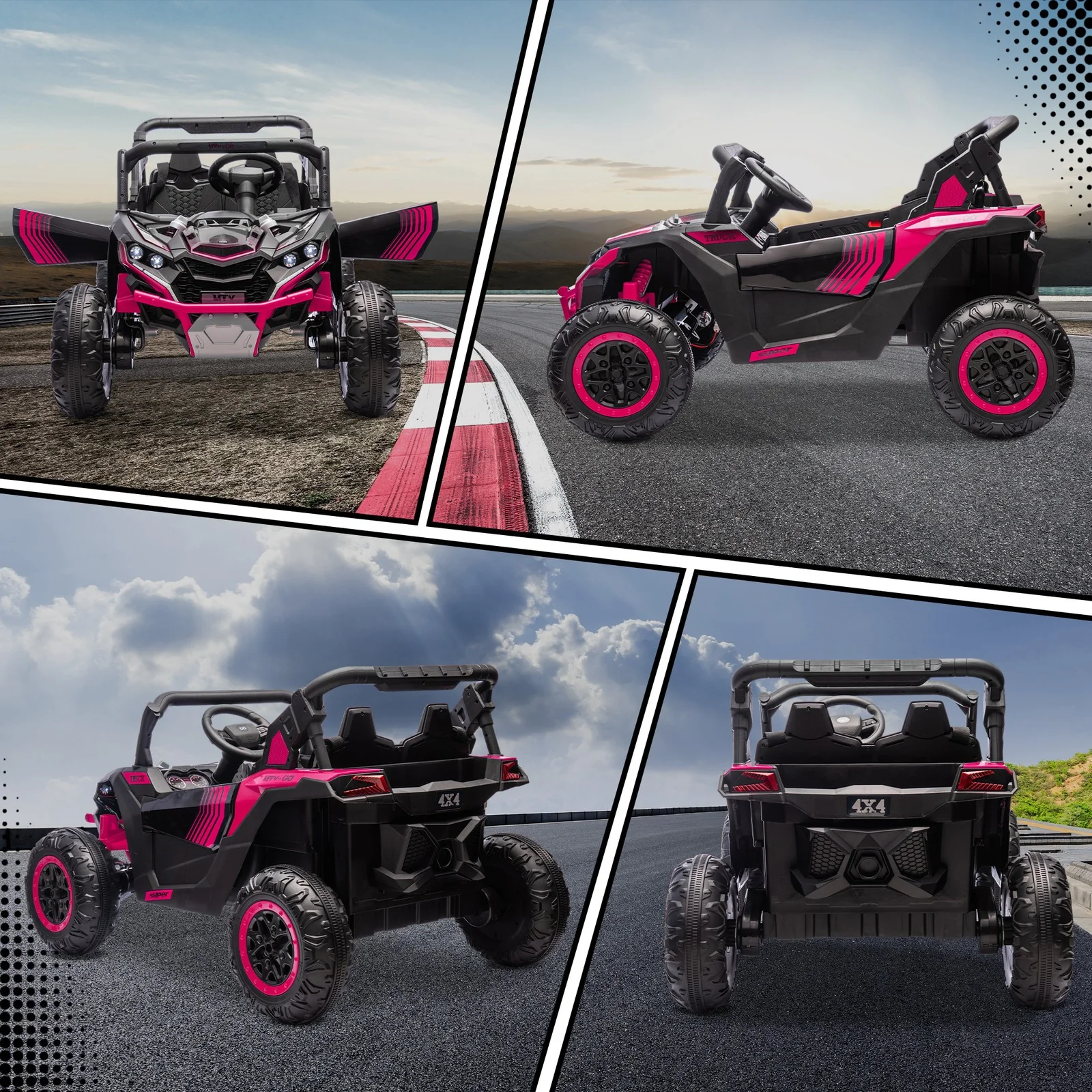 24V 7AH Pink 2-Seater Ride-On UTV Car with Music and 4 MPH Speed - Image 10