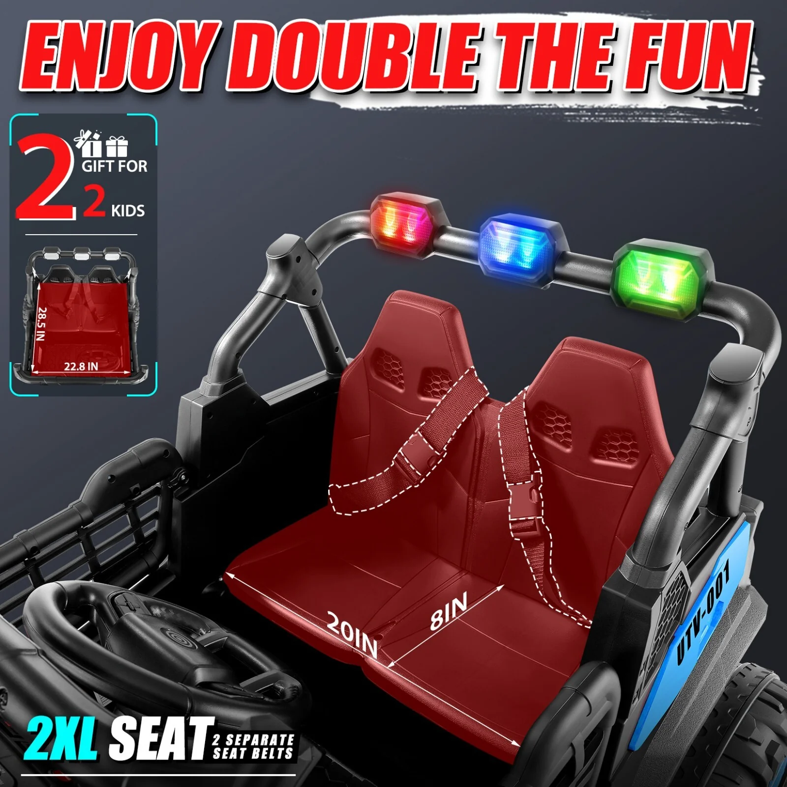 24V 2-Seater Kids Electric UTV Ride-On Car, 4WD, 4x200W Motors, 7AH Battery - Image 3