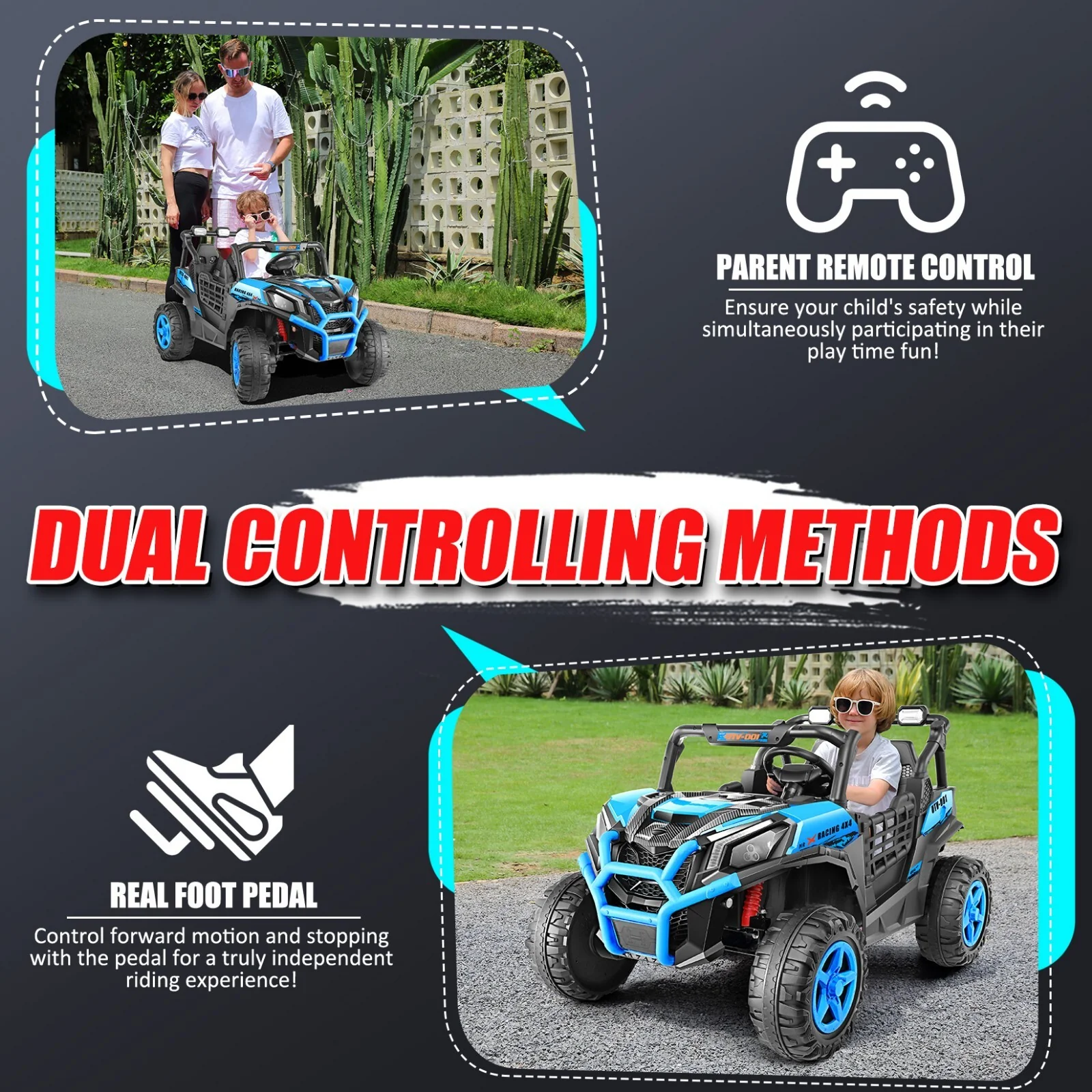 24V 2-Seater Kids Electric UTV Ride-On Car, 4WD, 4x200W Motors, 7AH Battery - Image 5