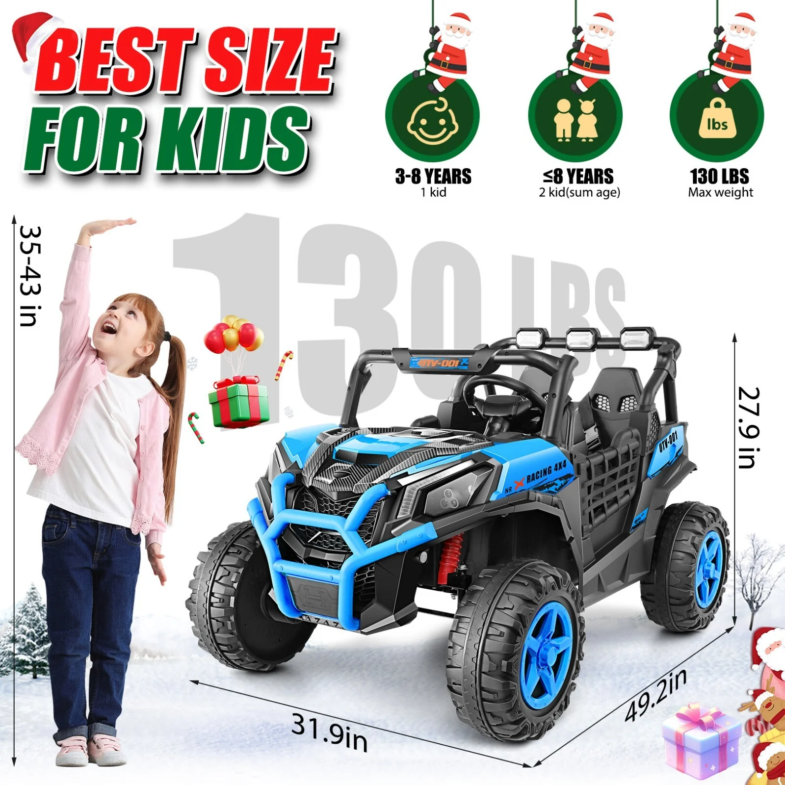 24V 2-Seater Kids Electric UTV Ride-On Car, 4WD, 4x200W Motors, 7AH Battery - Image 8