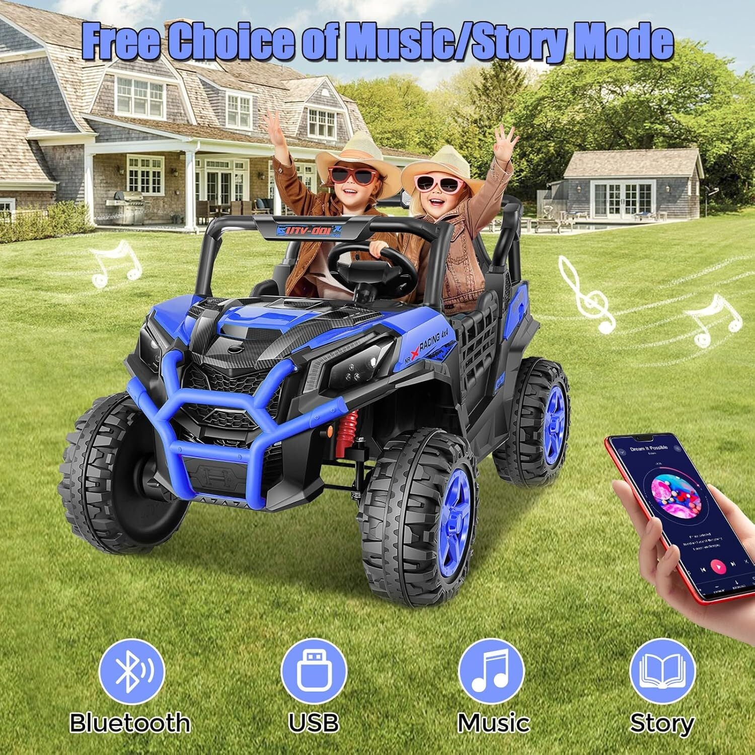 24V 2-Seater Kids Electric UTV Ride-On Car, 4WD, 4x200W Motors, 7AH Battery - Image 9