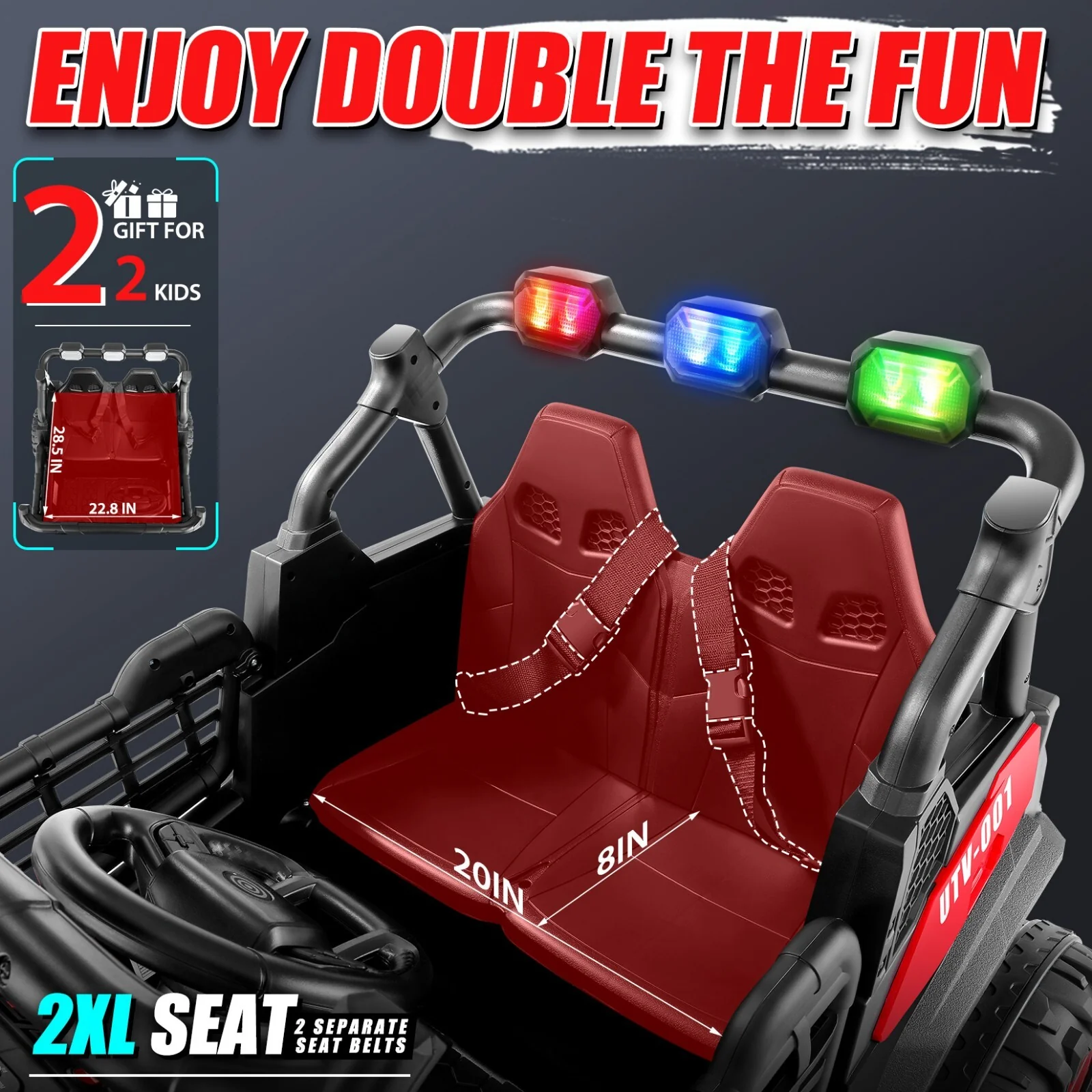 24V 7AH 4x200W Kids Ride On UTV Car 2 Seater 4WD Electric Vehicle Toy - Image 3