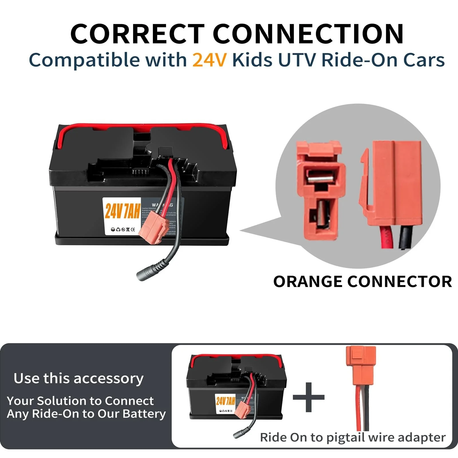 24V 7Ah Lightweight Ride-On Car Battery with 2A Charger for 4x4 UTV - Image 5