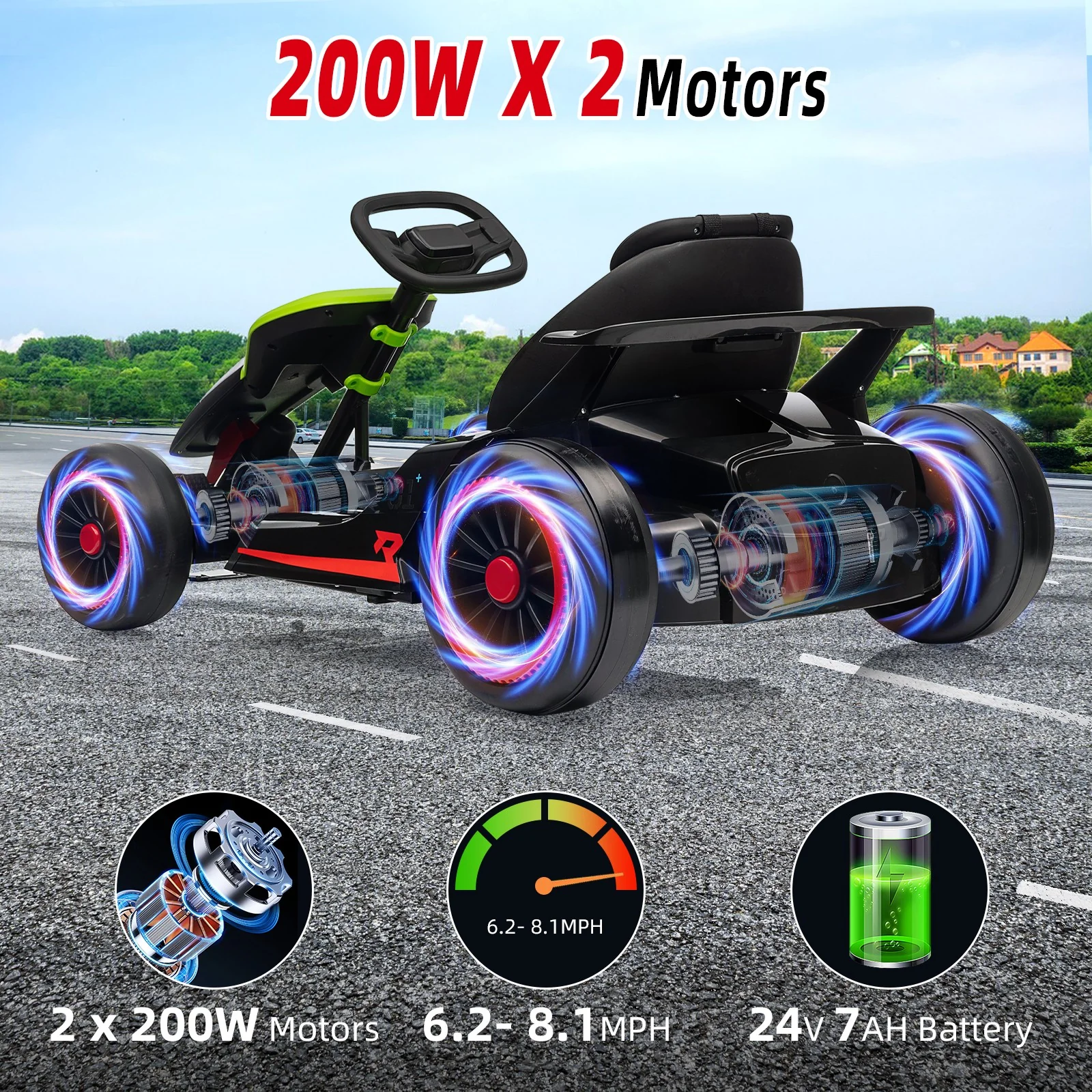 24V 7Ah Electric Ride-On Drift Go-Kart Race Car for Kids - Image 8