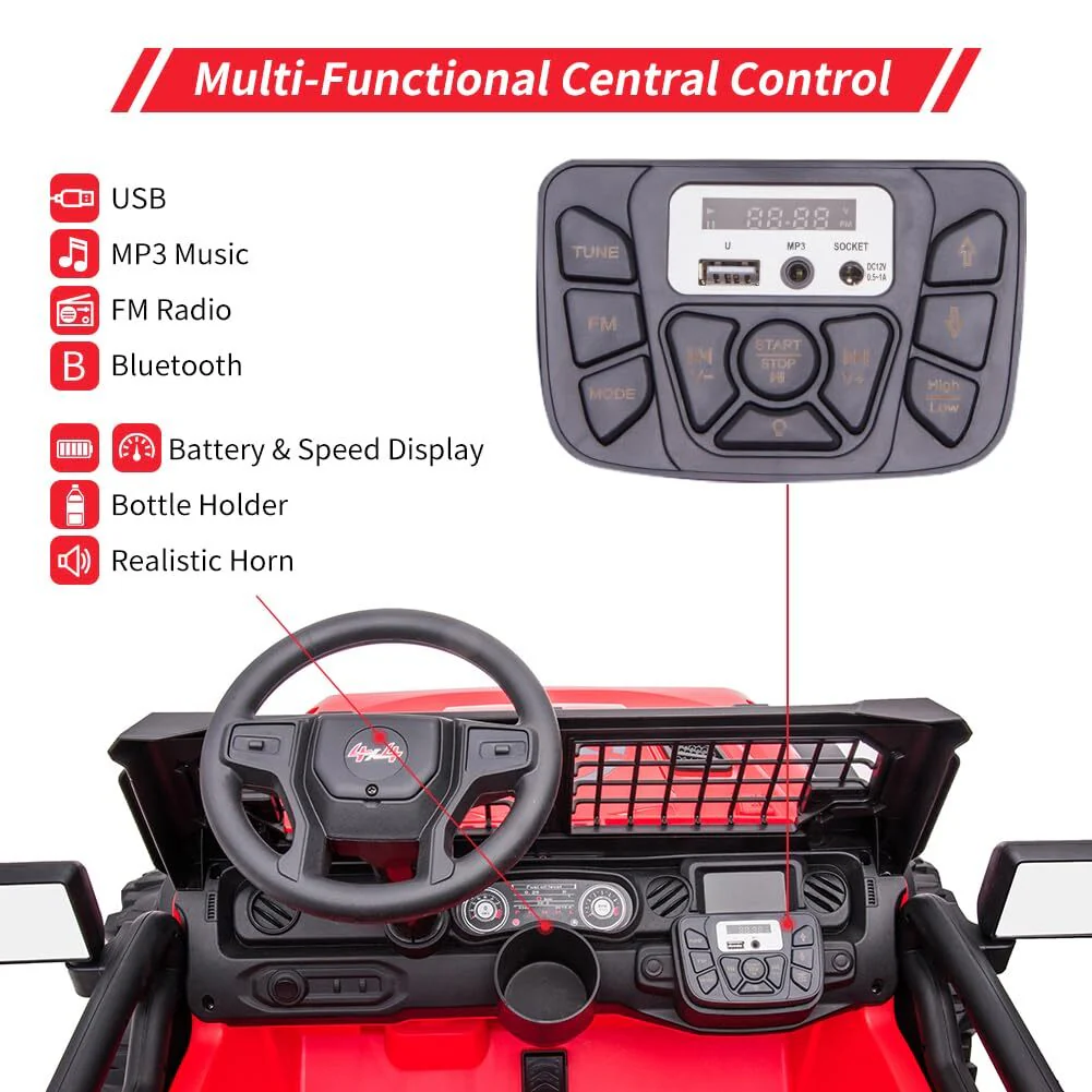 24V 9Ah 2-Seater Kids Ride-On Truck with Remote Control, MP3, USB Port, and Bright Lights - Image 4