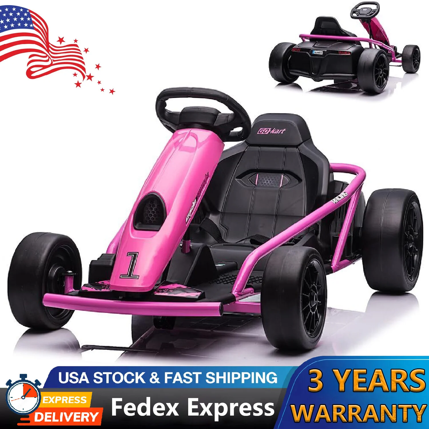 24V 9Ah Kids Electric Go-Kart with Dual 300W Motors High-Speed Racing Toy with Music