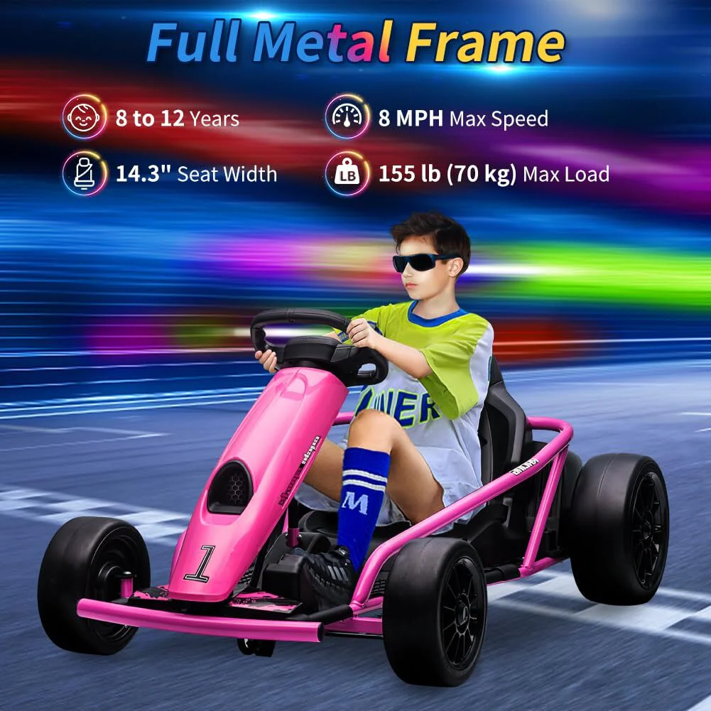 24V 9Ah Kids Electric Go-Kart with Dual 300W Motors High-Speed Racing Toy with Music - Image 5