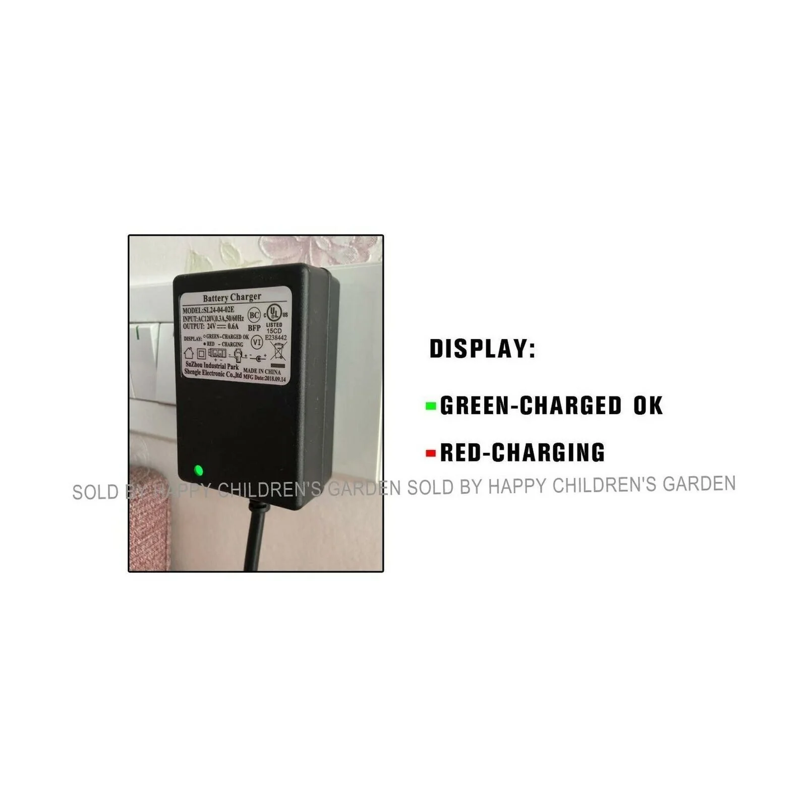 24V B Battery Charger with Power Cord and Plug for Thunder Tank Ride-On Toy - Image 3