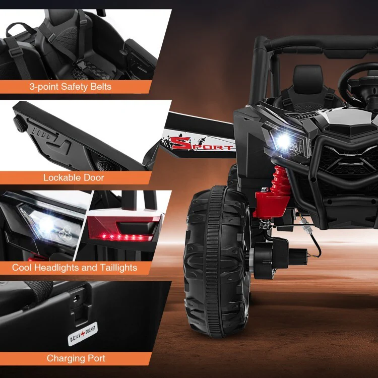 24V 2-Seater Kids Ride-On UTV Toy with 2.4G Remote Control for Ages 3+ - Image 6