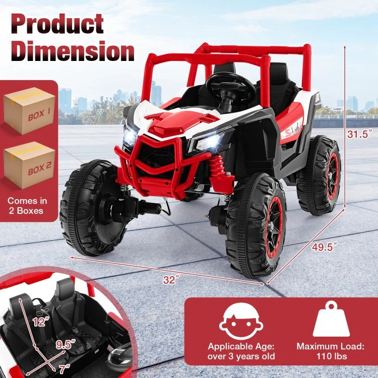 24V 2-Seater Kids Ride-On UTV Toy with 2.4G Remote Control for Ages 3 and Up - Image 6