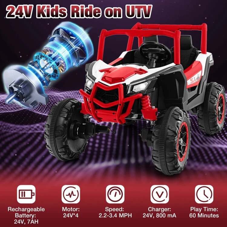 24V 2-Seater Kids Ride-On UTV Toy with 2.4G Remote Control for Ages 3 and Up - Image 8
