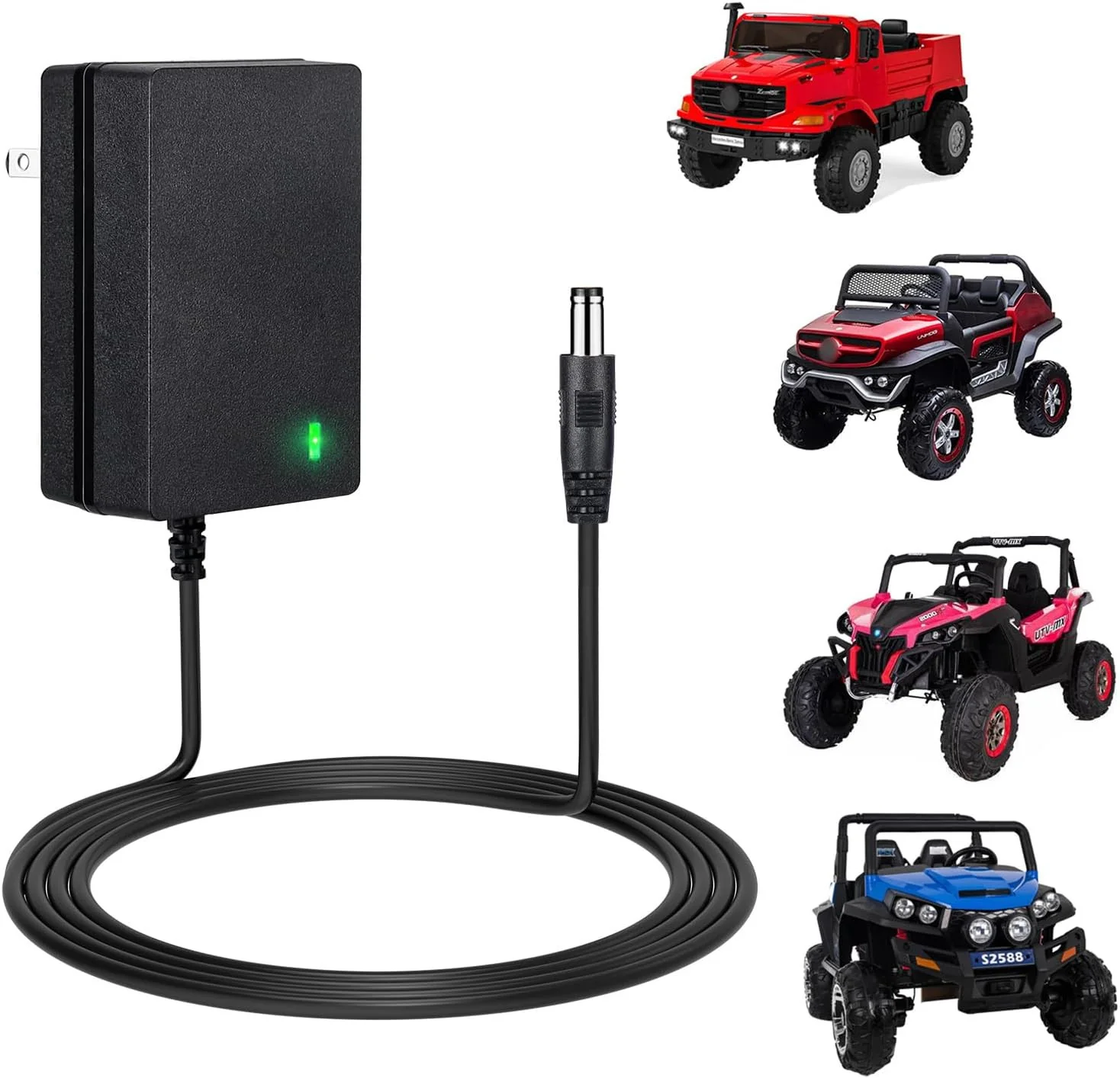 24V Battery Charger and Power Adapter for Kids Ride-On Cars, Black - Image 6