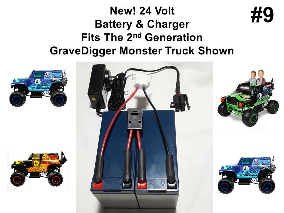 24V Eco Battery with Charger for Grave Digger Power Wheels Version 9