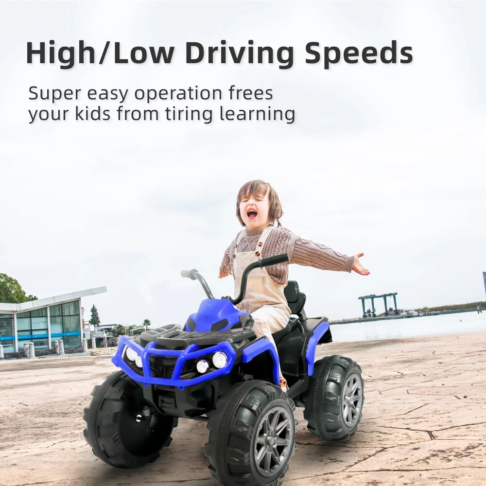 24V Blue Electric Kids Ride-On ATV Quad Car with 2-Speed, Bluetooth, and LED Lights - Image 3