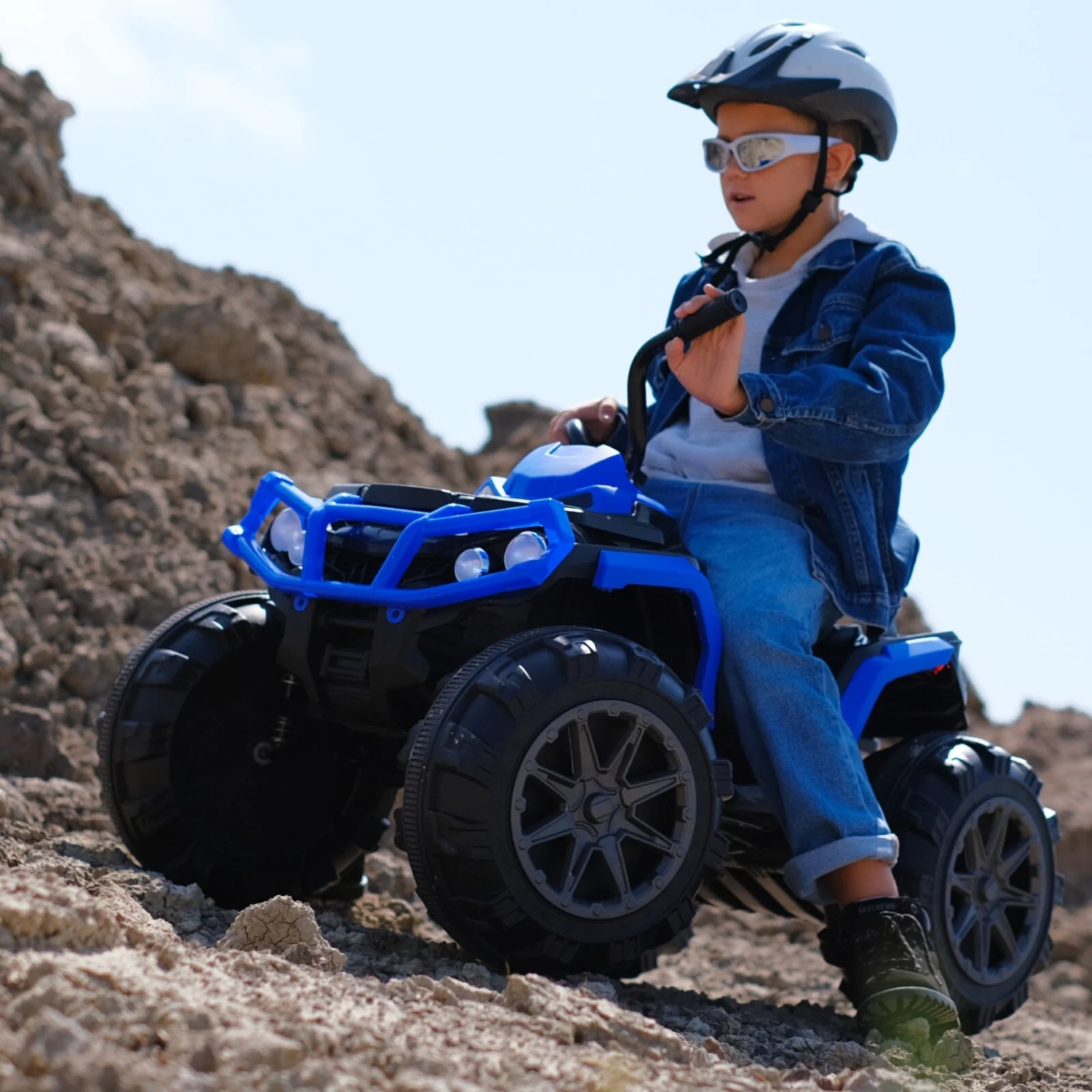 24V Blue Electric Kids Ride-On ATV Quad Car with 2-Speed, Bluetooth, and LED Lights - Image 7