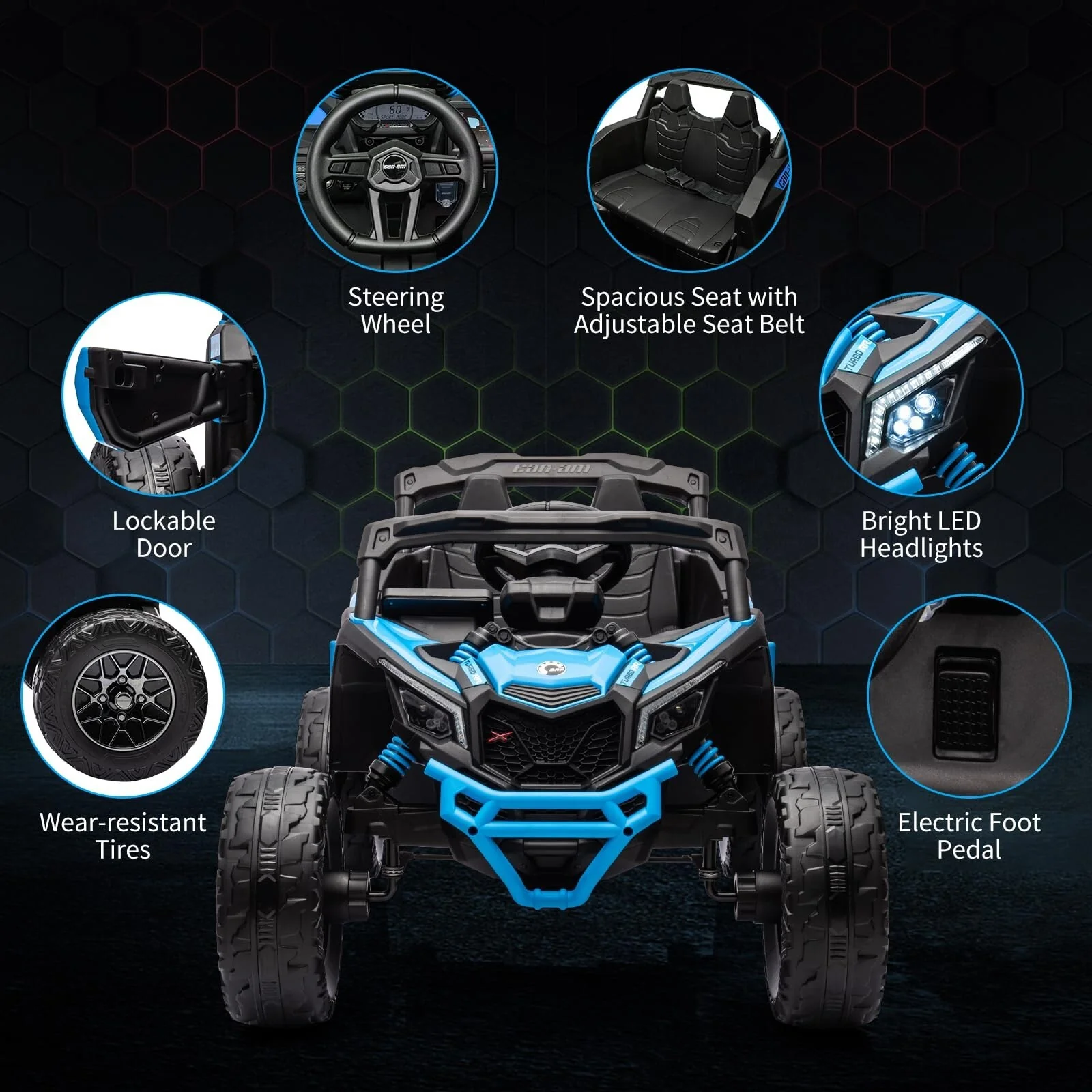 24V Licensed Can-Am BRP Electric 4WD Off-Road UTV Ride-On Car for Kids - Image 20
