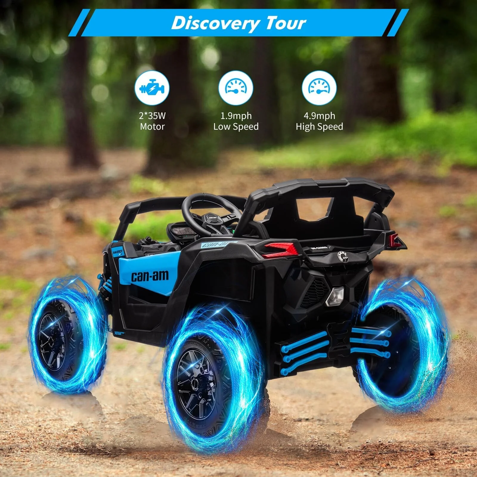 24V Licensed Can-Am BRP Electric 4WD Off-Road UTV Ride-On Car for Kids - Image 21