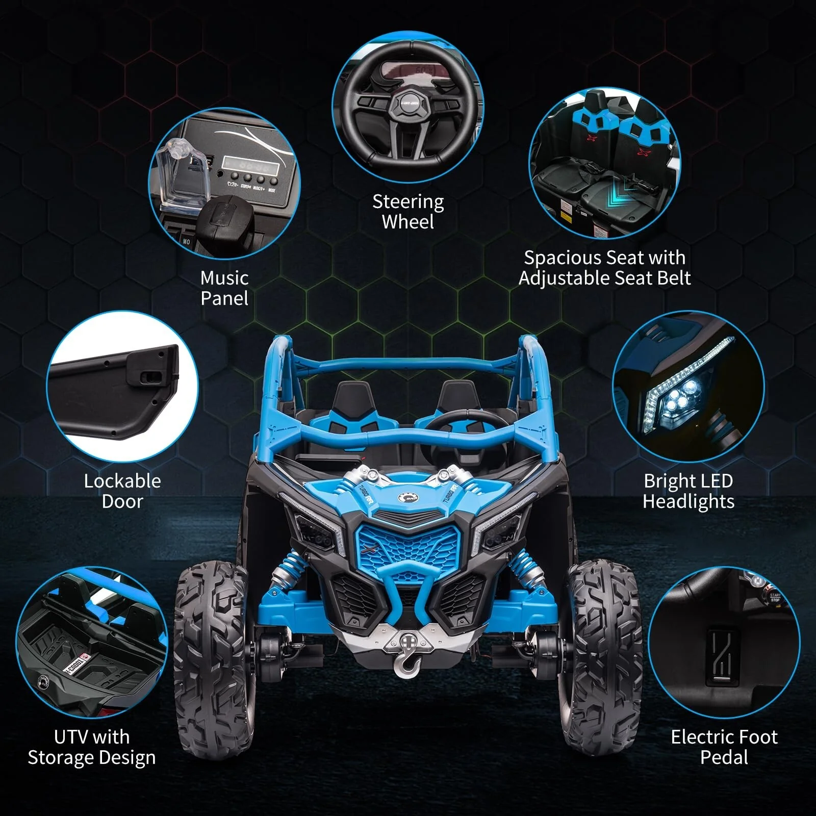 24V Licensed Can-Am BRP Electric 4WD Off-Road UTV Ride-On Car for Kids - Image 9