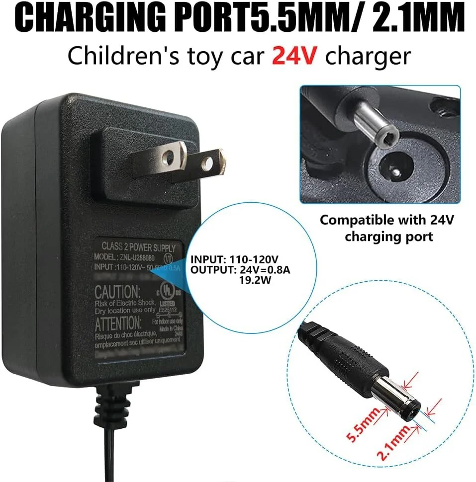 24V Kids Ride-On Car Battery Charger with Charging Indicator - Image 3