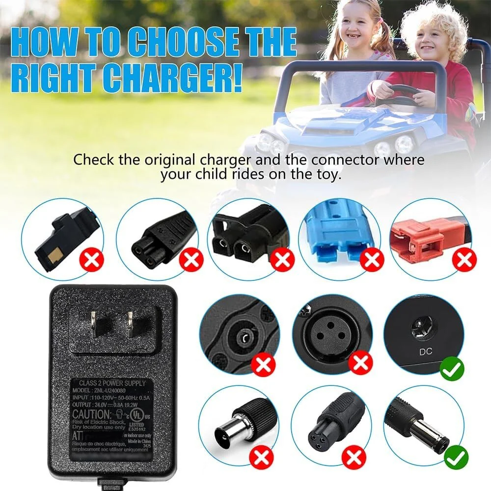 24V Kids Ride-On Car Battery Charger with Charging Indicator - Image 5