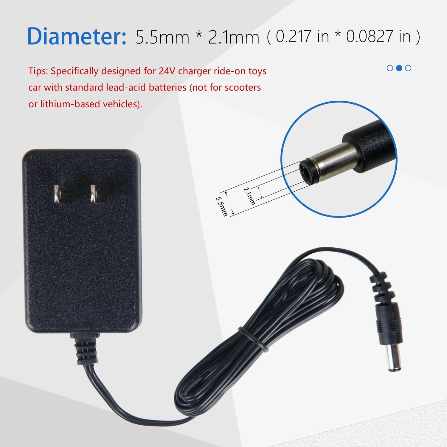 24V Black Charger for Ride-On Car Batteries - Image 4