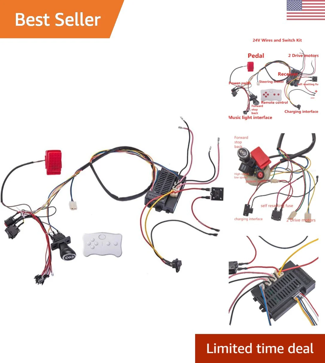 24V Children's Electric Car DIY Wiring and Switch Kit with Complete Accessories - Image 10
