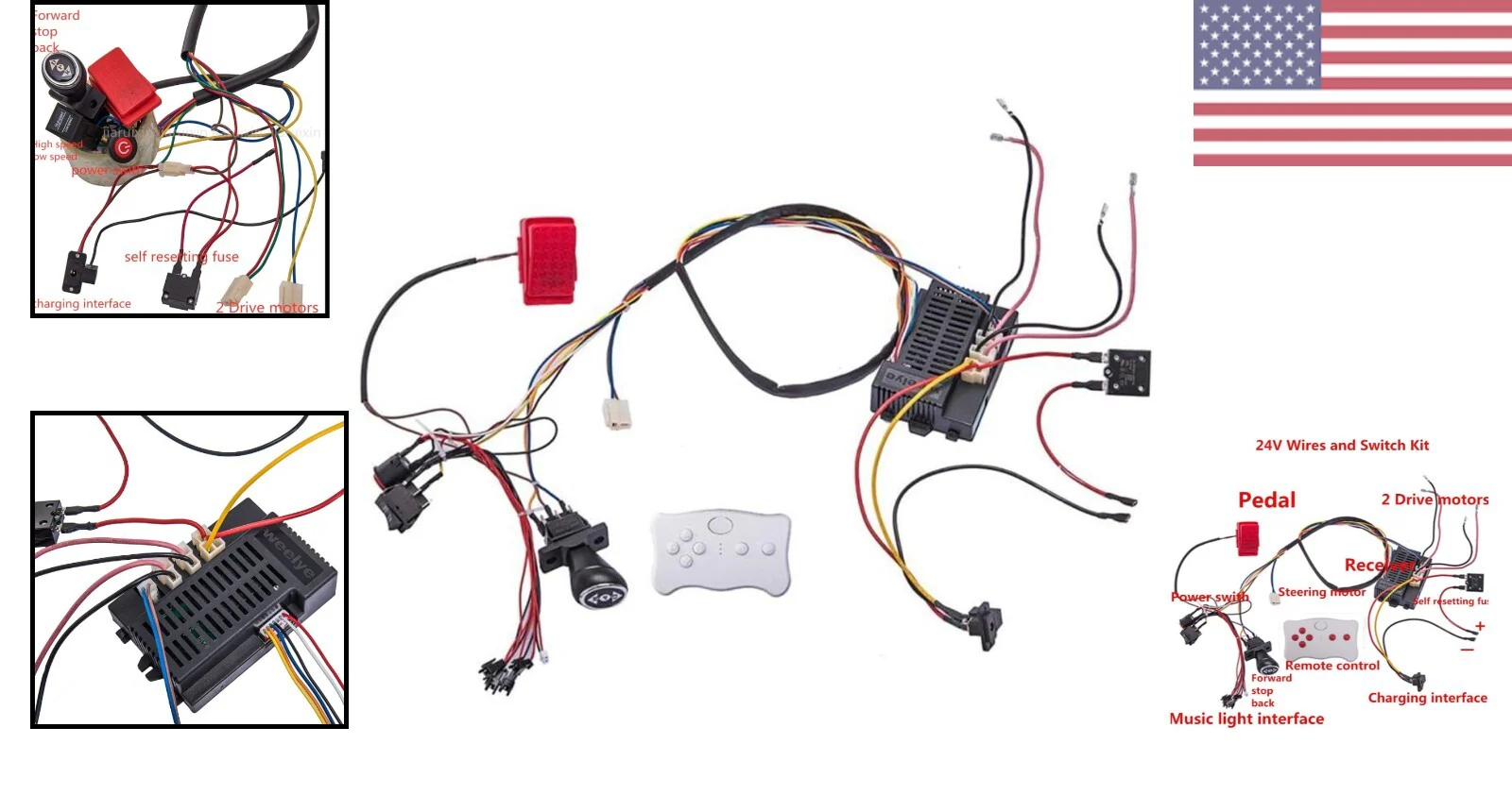 24V Children's Electric Car DIY Wiring and Switch Kit with Complete Accessories - Image 2