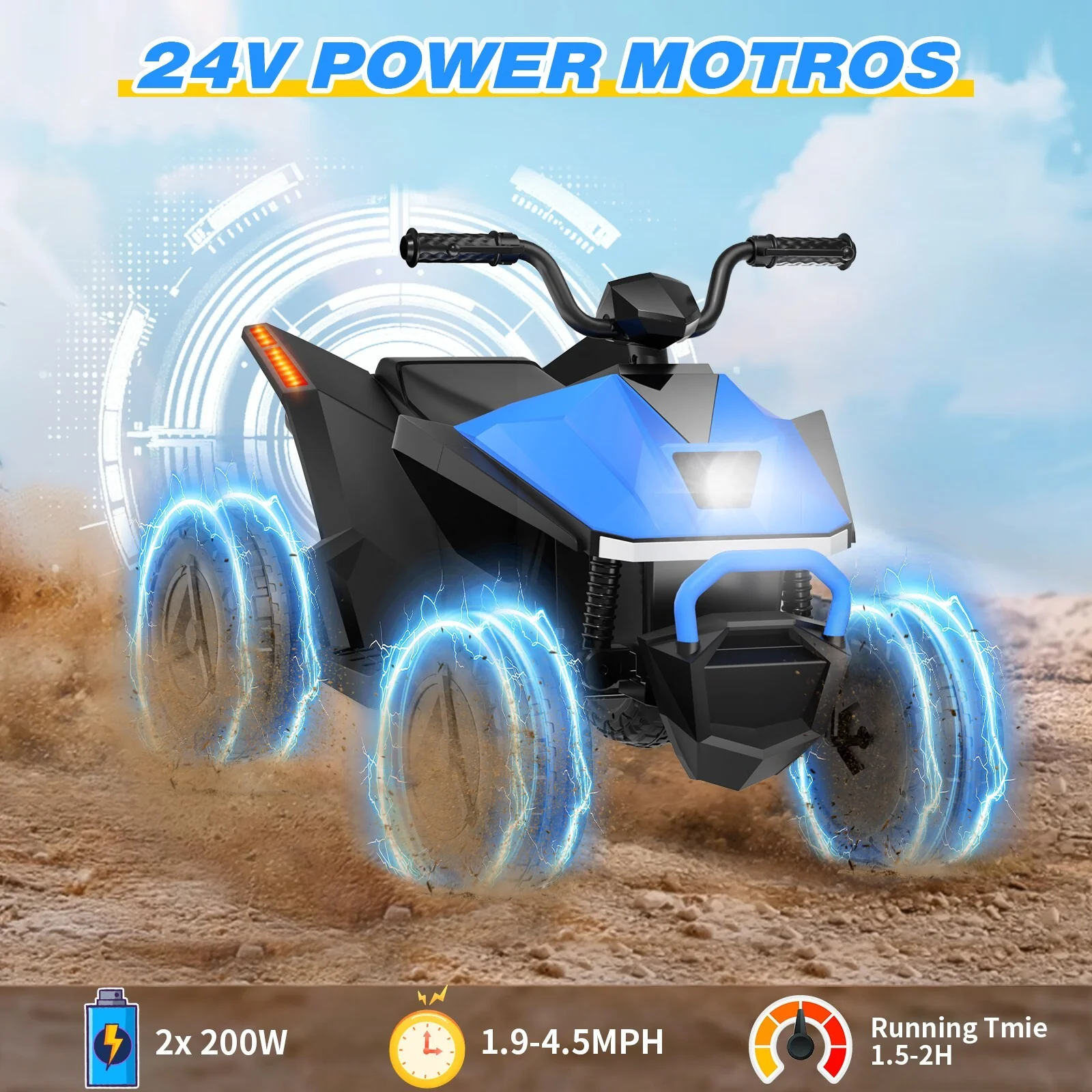 24V Children's Beach Toy Car ATV with 4 Spring Suspensions, Music, and LED Lights - Image 12