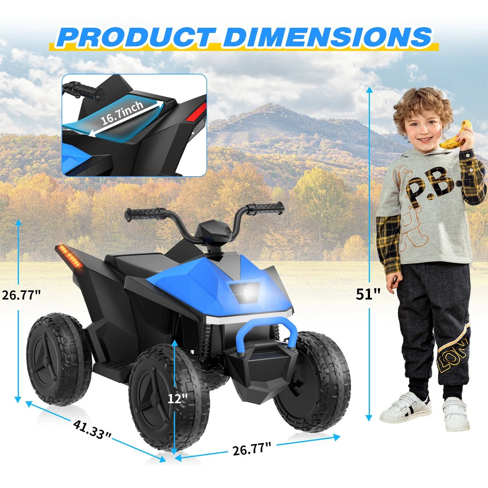 24V Children's Beach Toy Car ATV with 4 Spring Suspensions, Music, and LED Lights - Image 13