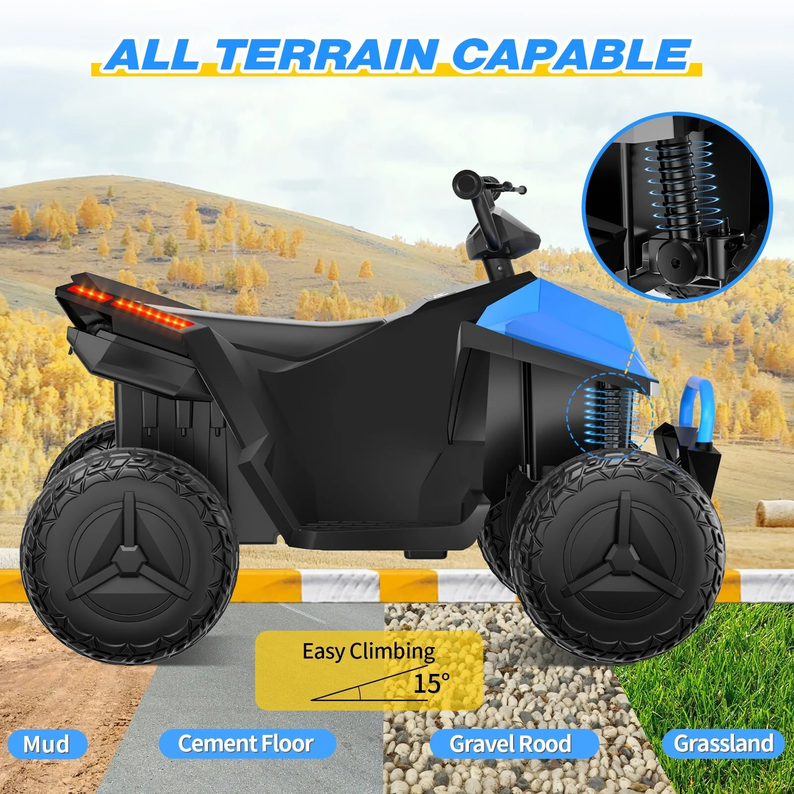 24V Children's Beach Toy Car ATV with 4 Spring Suspensions, Music, and LED Lights - Image 14