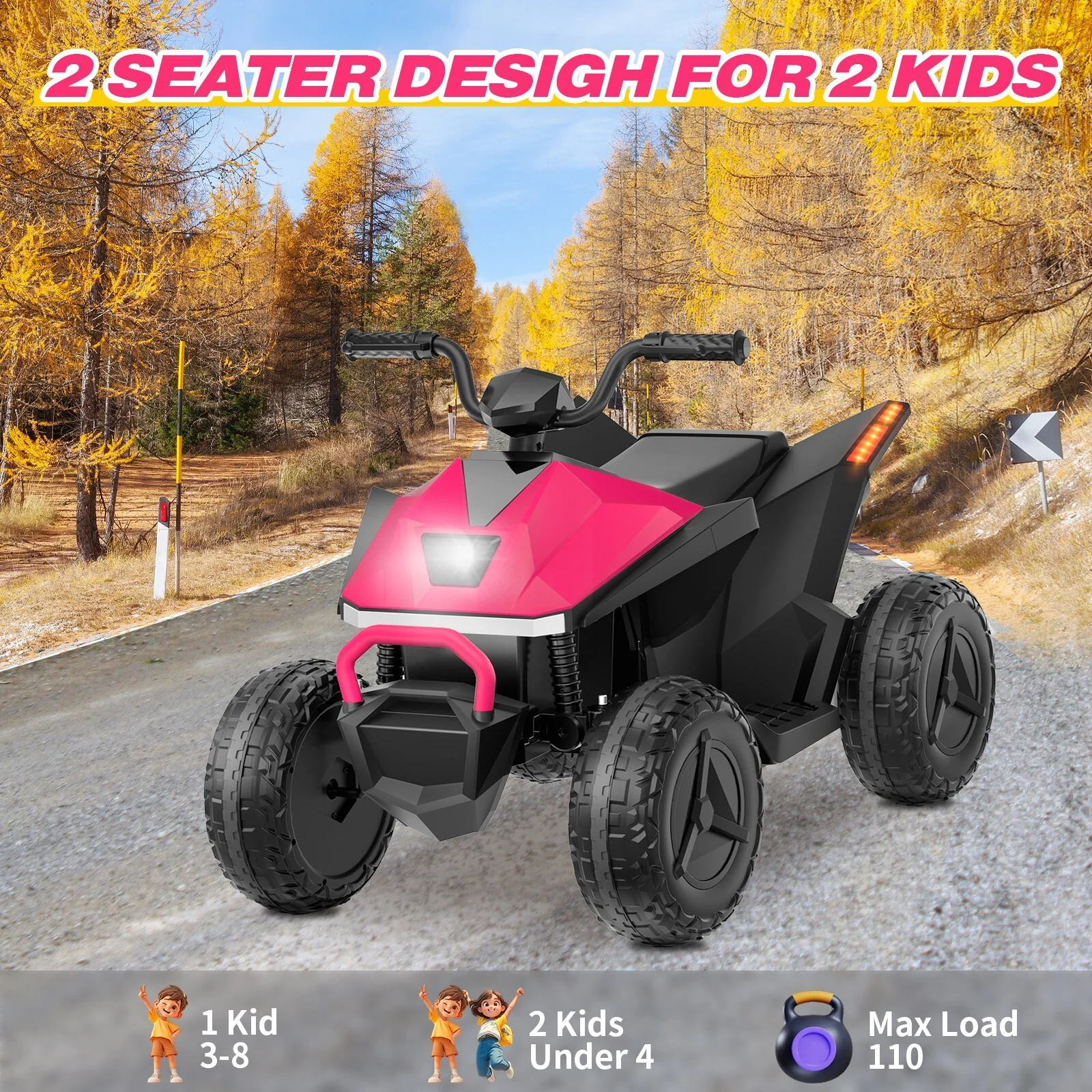 24V Children's Beach Toy Car ATV with 4 Spring Suspensions, Music, and LED Lights - Image 4