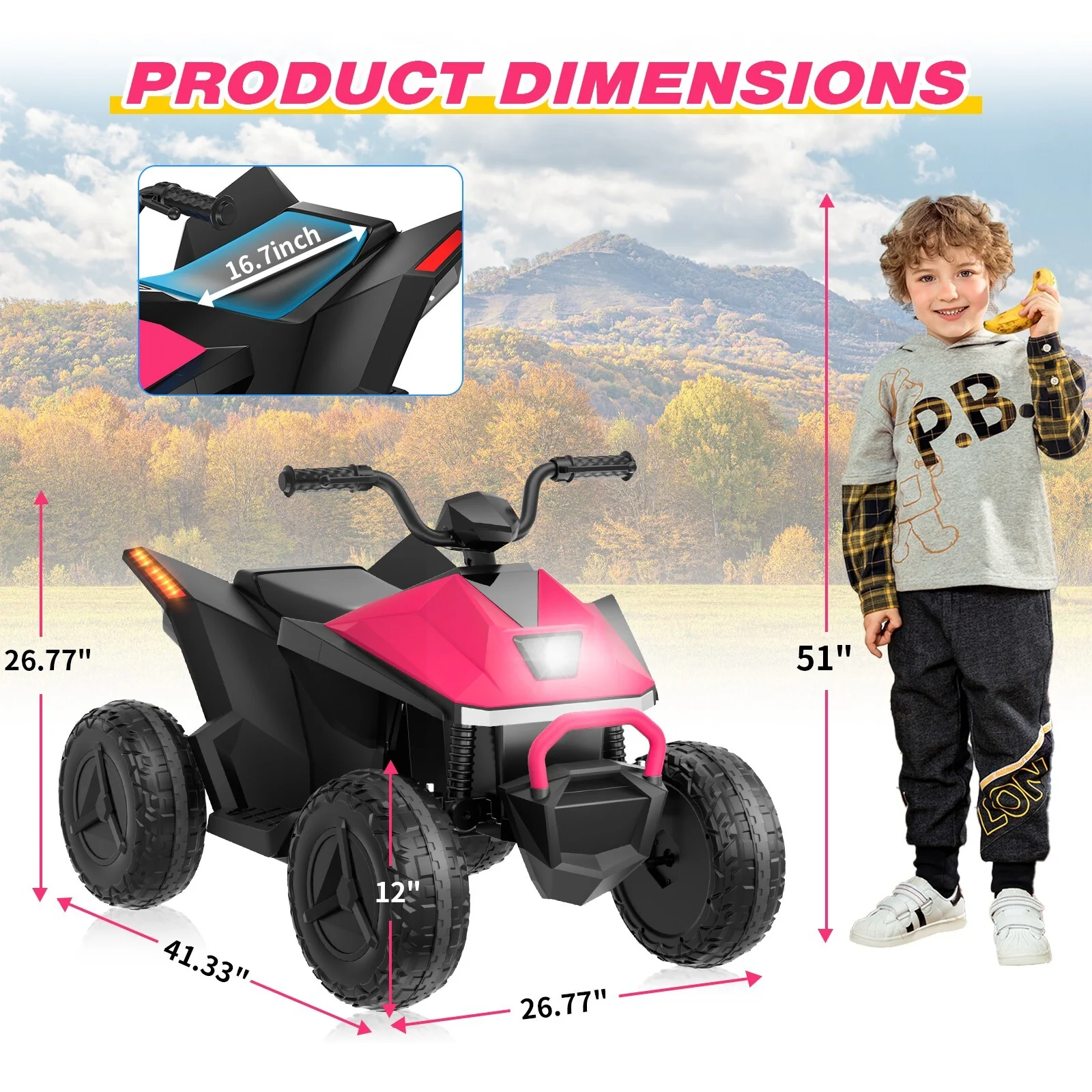 24V Children's Beach Toy Car ATV with 4 Spring Suspensions, Music, and LED Lights - Image 6